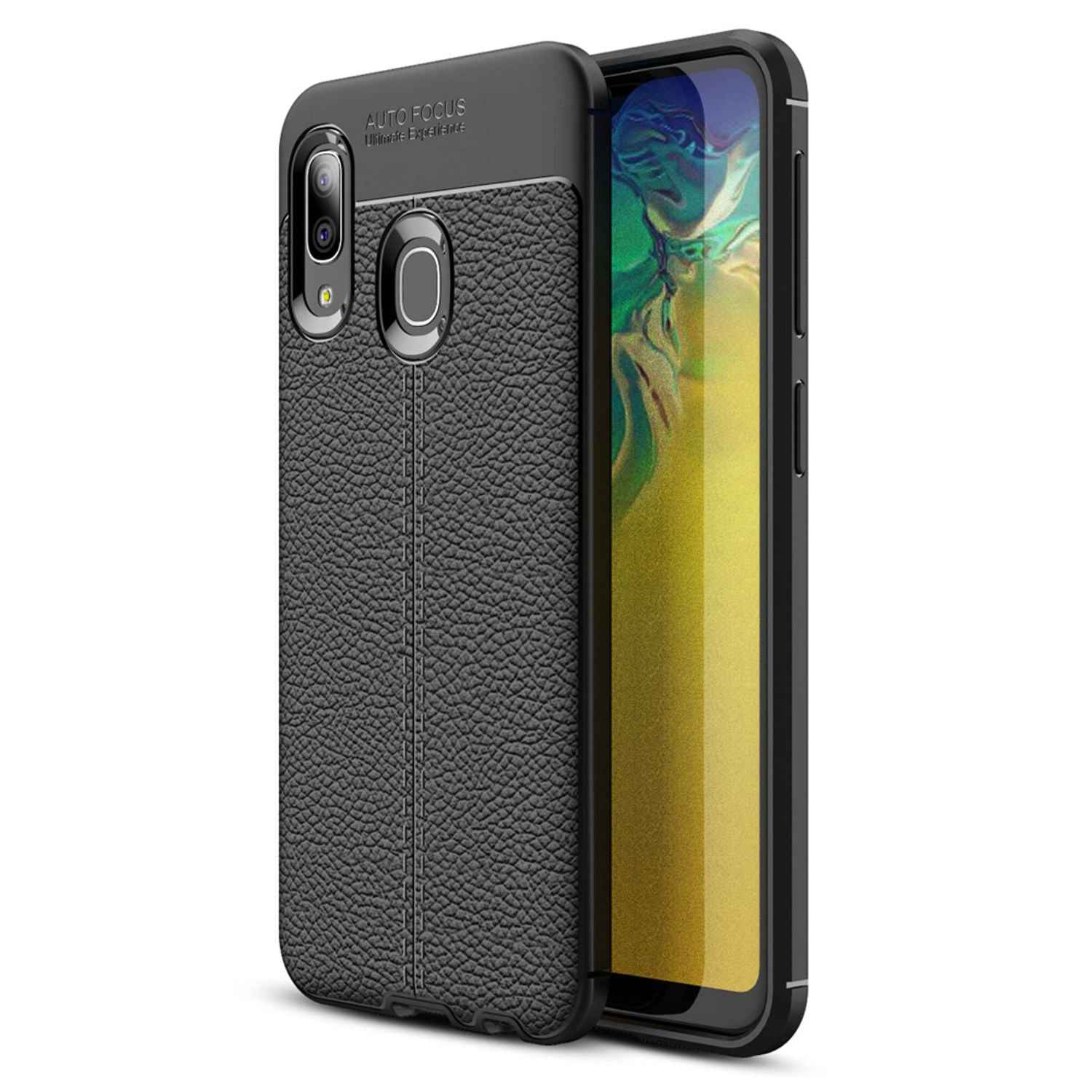 NALIA Leder Look Handy Hülle für Samsung Galaxy A20e, Case Cover Schutz Bumper
