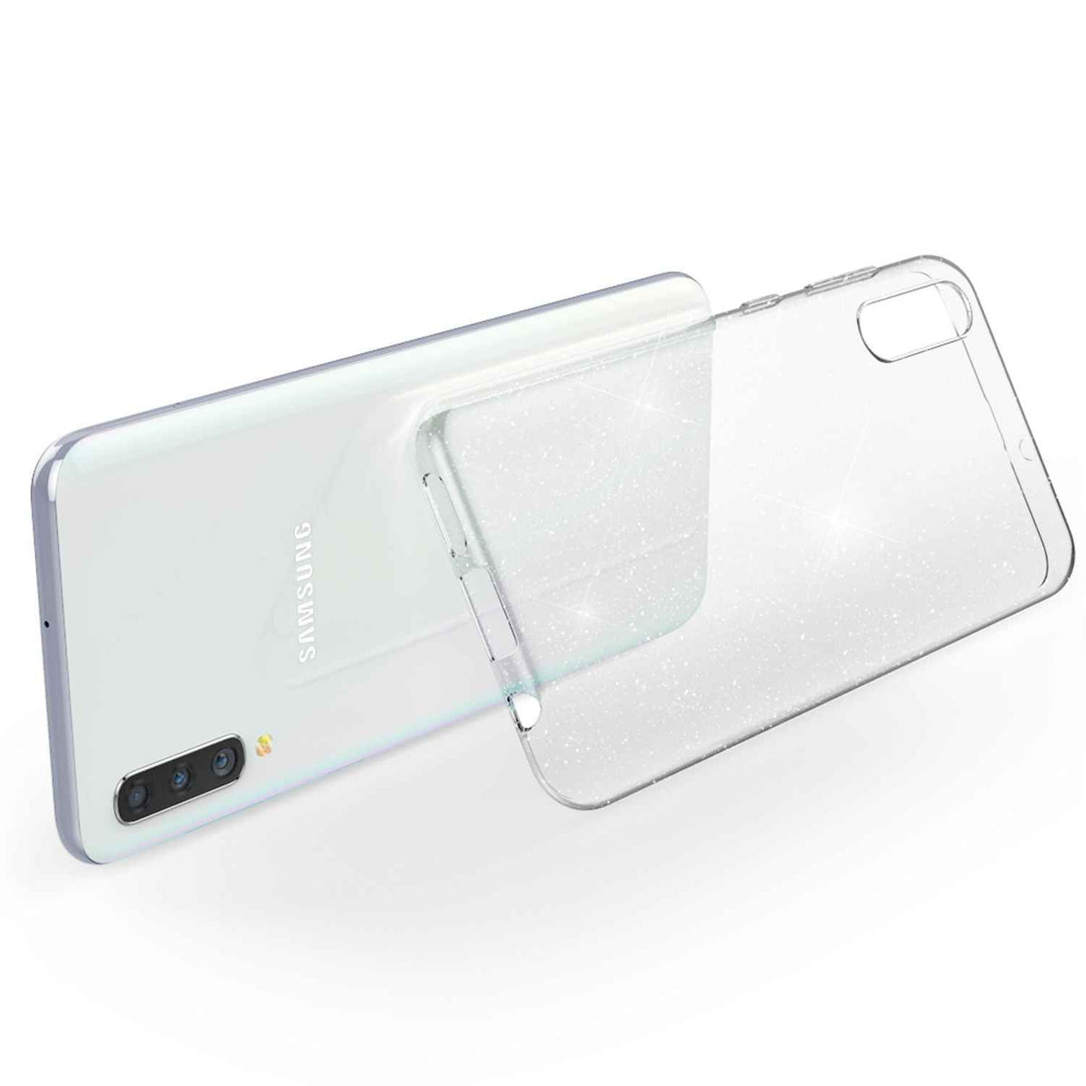 NALIA Glitzer Handy Hülle für Samsung Galaxy A50, Schutz Case Cover Tasche Etui
