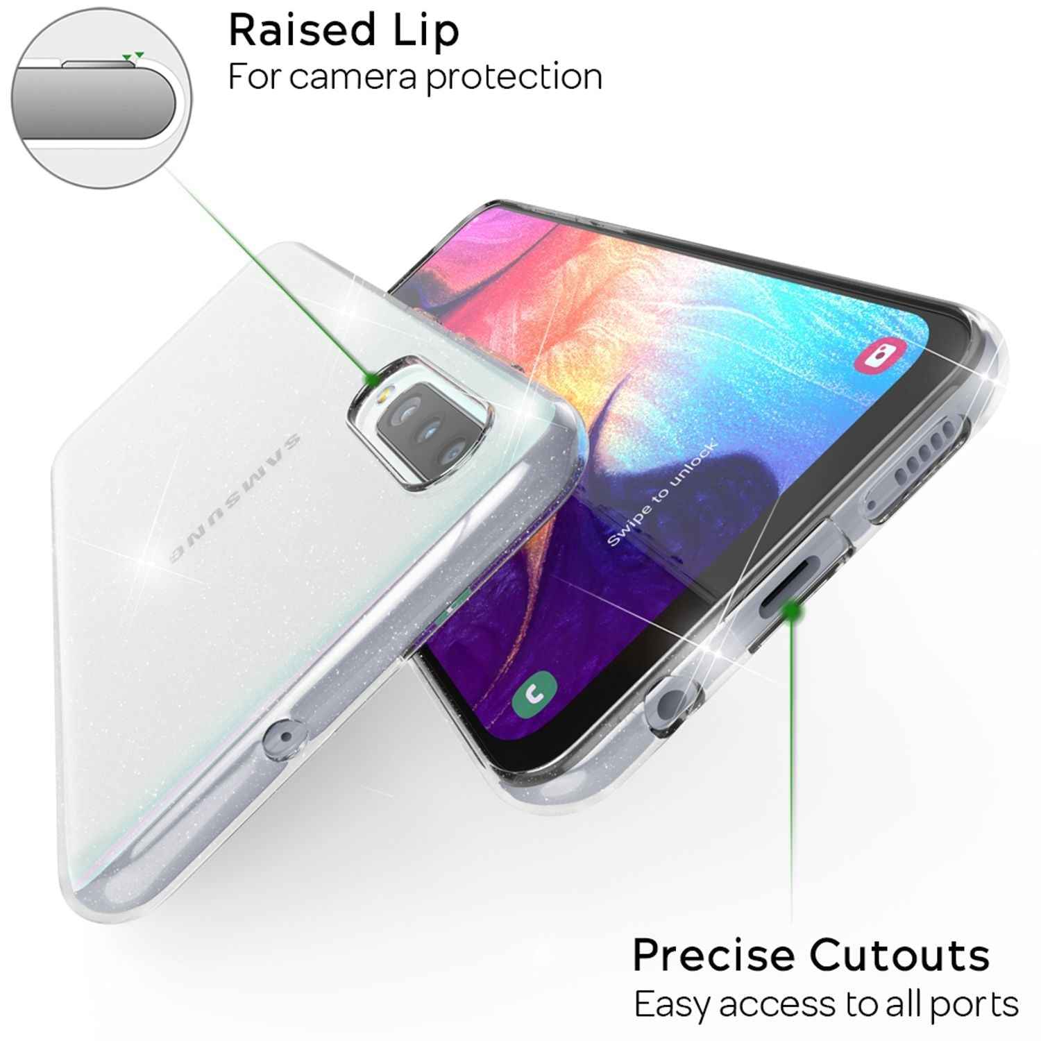 NALIA Glitzer Handy Hülle für Samsung Galaxy A50, Schutz Case Cover Tasche Etui