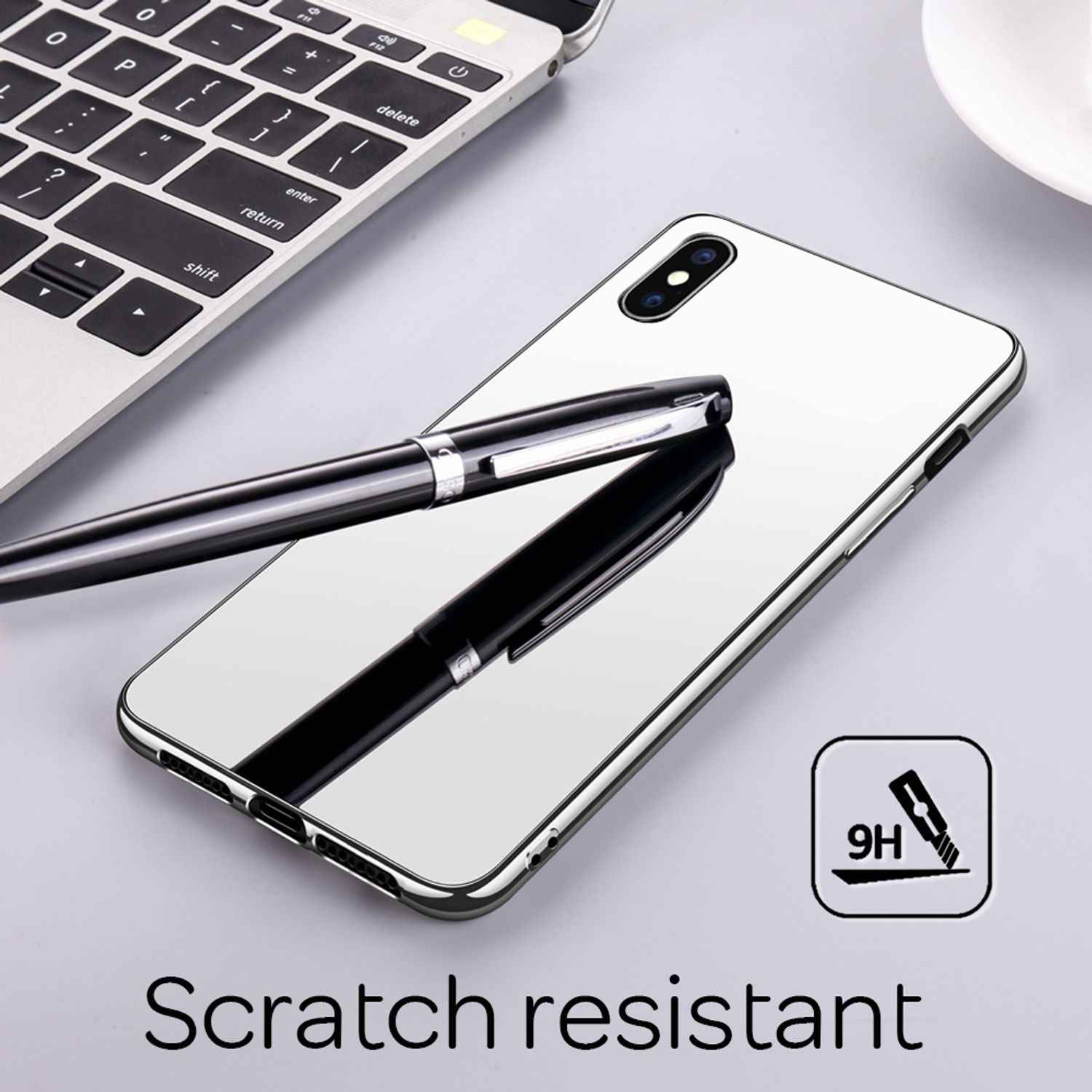 NALIA Spiegel Hart Glas Hülle für iPhone XS Max, Mirror Case 9H Tempered Glass