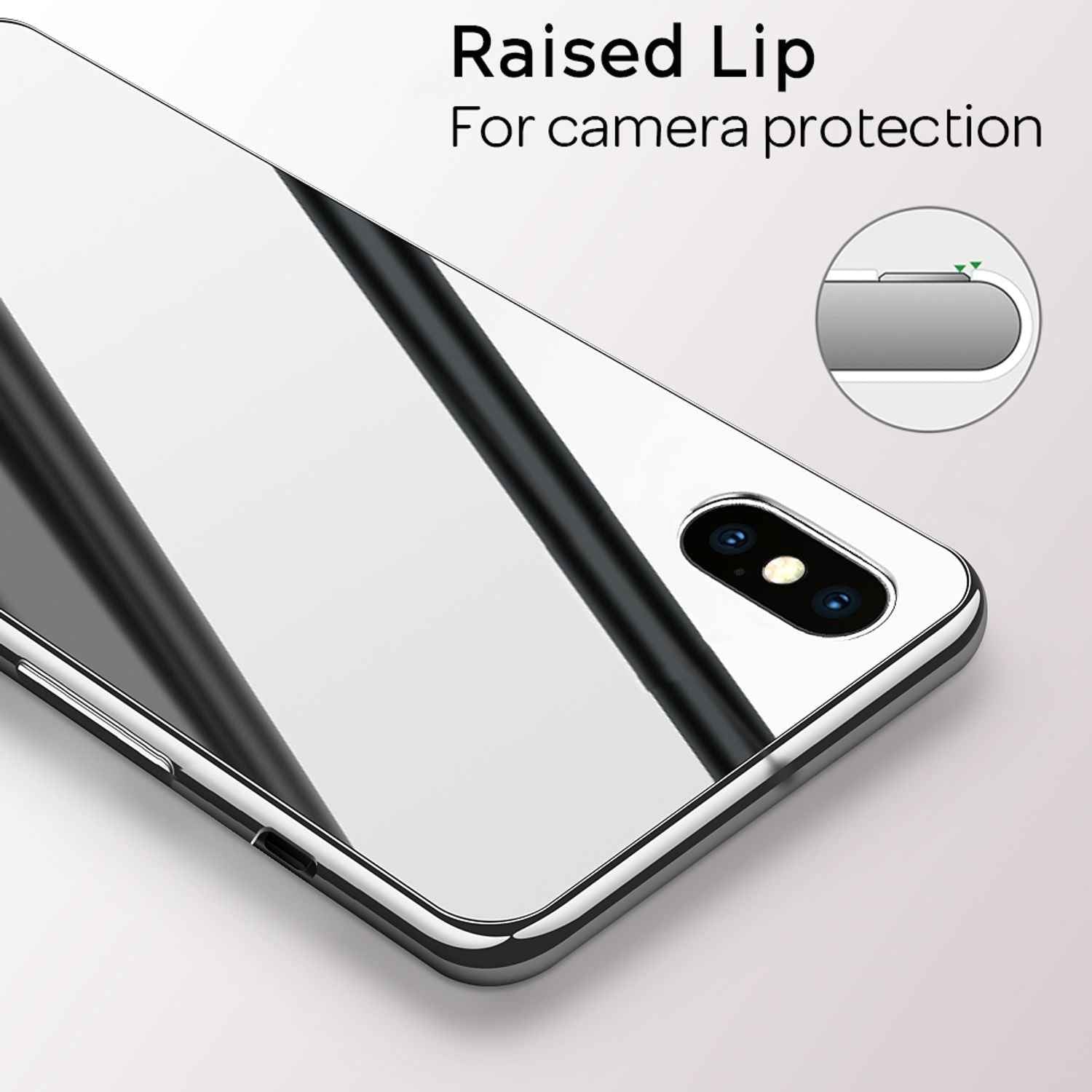 NALIA Spiegel Hart Glas Hülle für iPhone XS Max, Mirror Case 9H Tempered Glass
