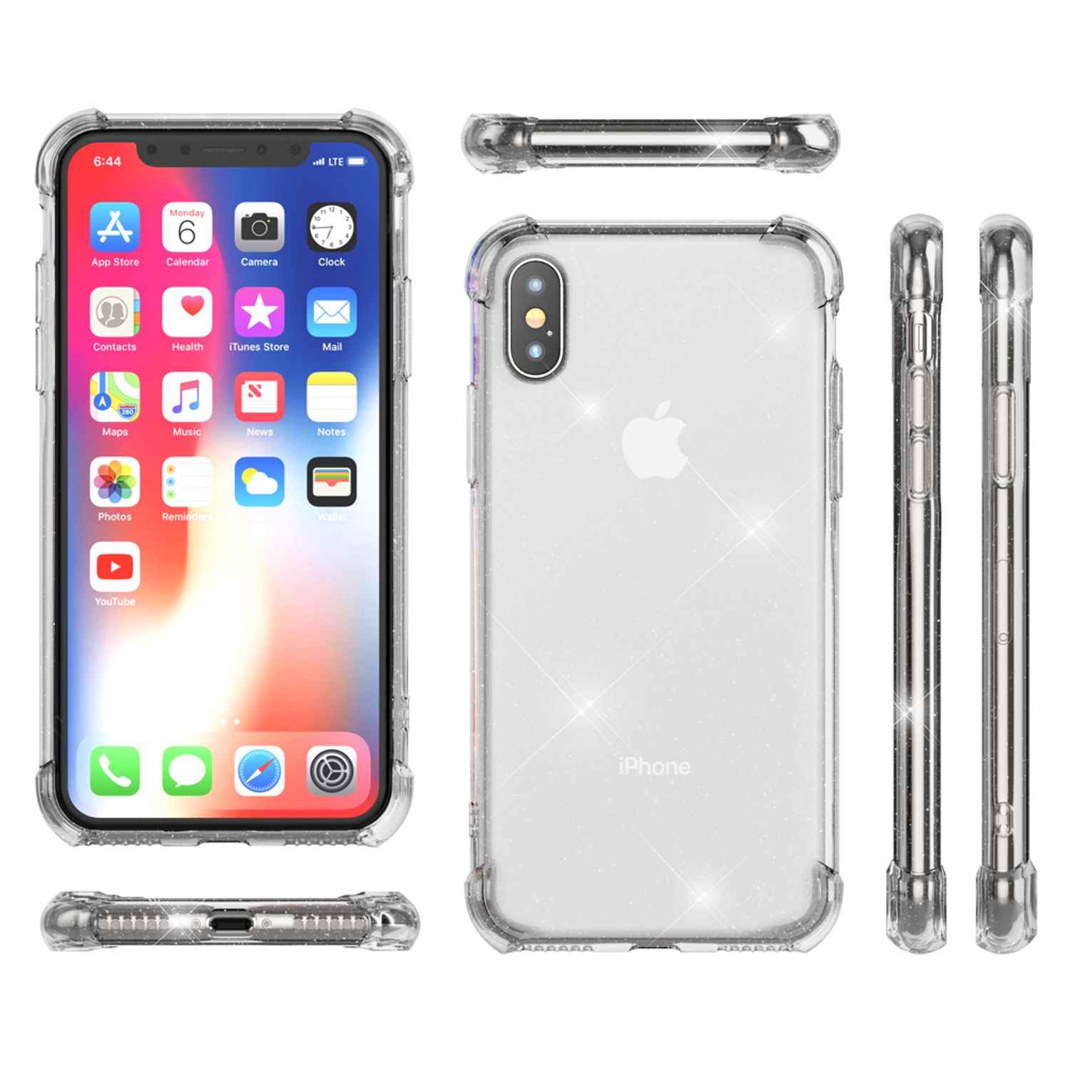 NALIA Glitzer Handy Hülle für iPhone XS Max, Schutz Case Cover Phone Bumper Etui