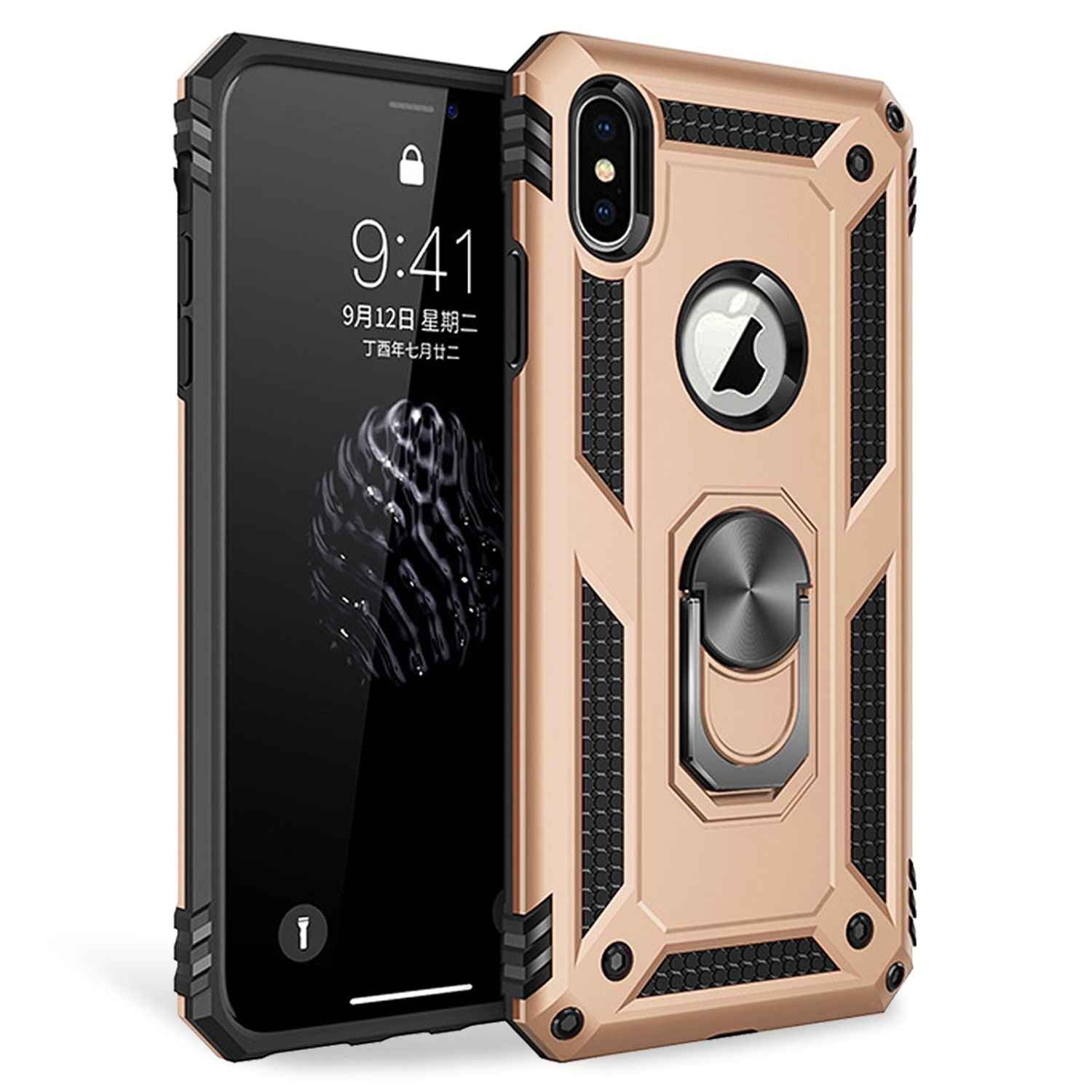 NALIA Ring Handy Hülle für iPhone X XS, 360 Grad Schutz Case Cover Tasche Etui