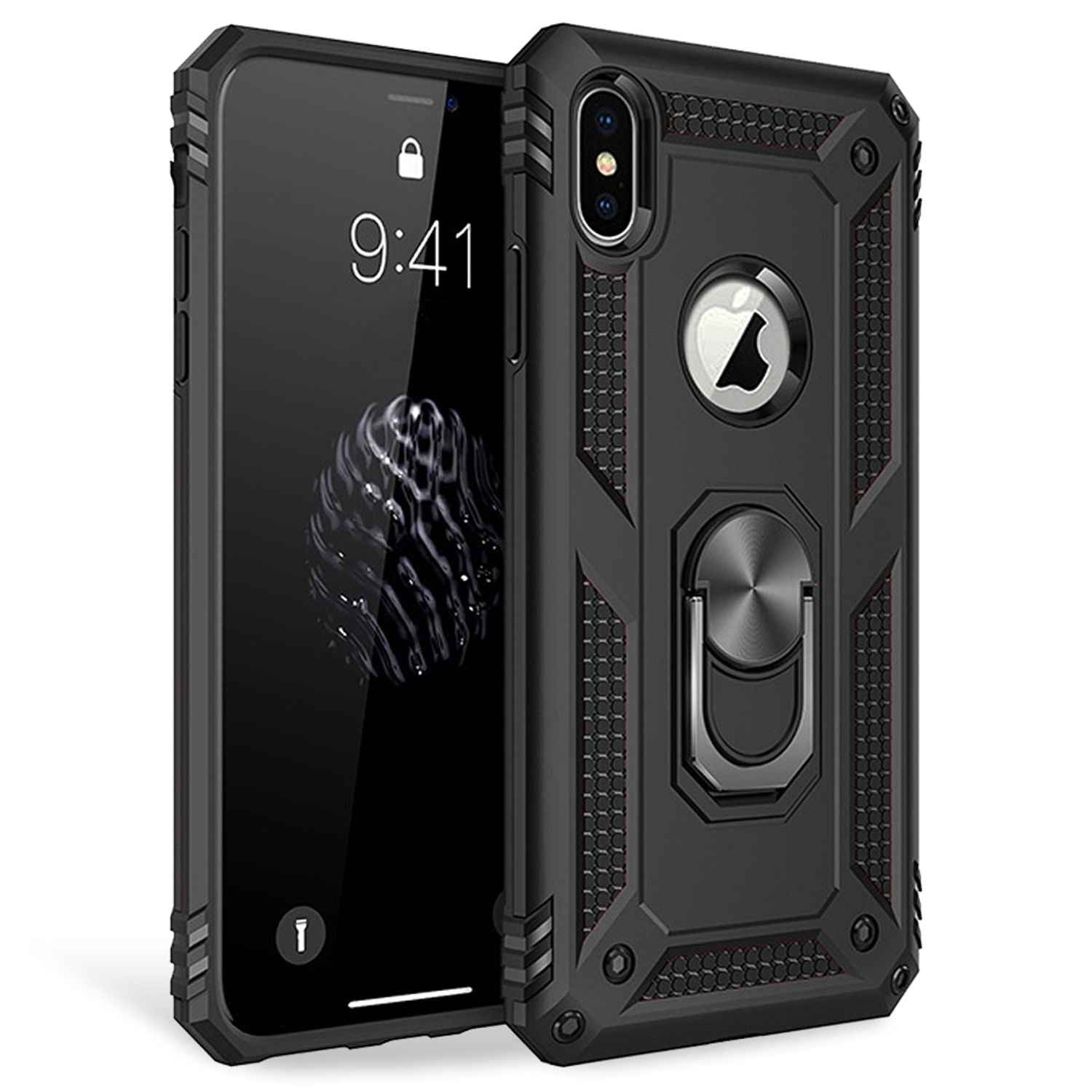 NALIA Ring Handy Hülle für iPhone XS Max, 360 Grad Schutz Case Cover Tasche Etui