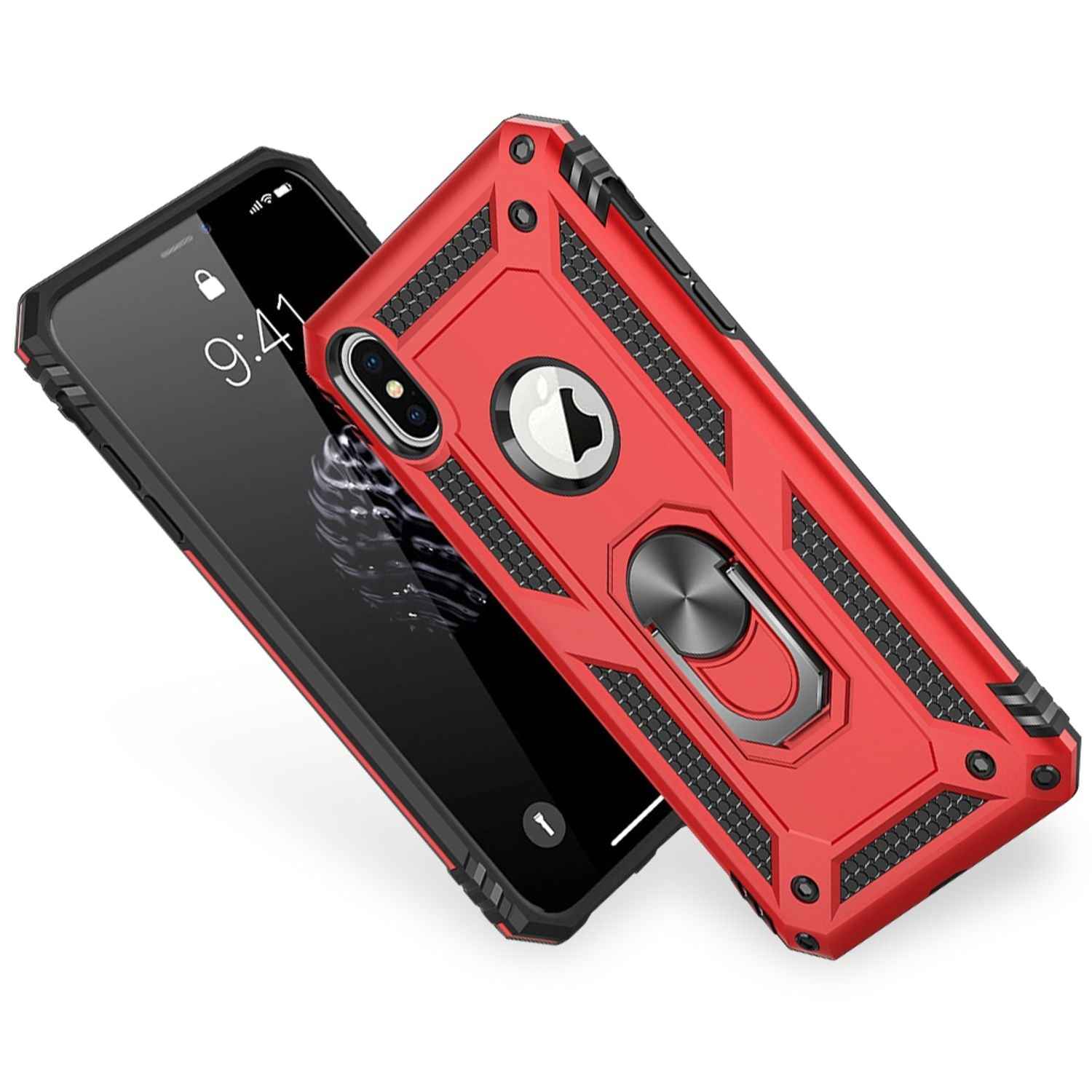 NALIA Ring Handy Hülle für iPhone XS Max, 360 Grad Schutz Case Cover Tasche Etui