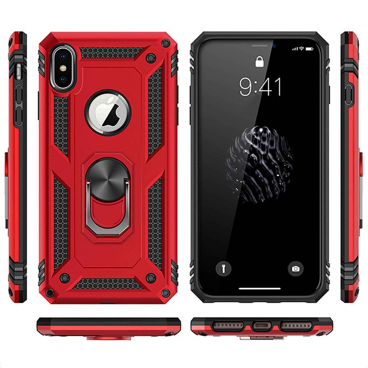 NALIA Ring Handy Hülle für iPhone XS Max, 360 Grad Schutz Case Cover Tasche Etui