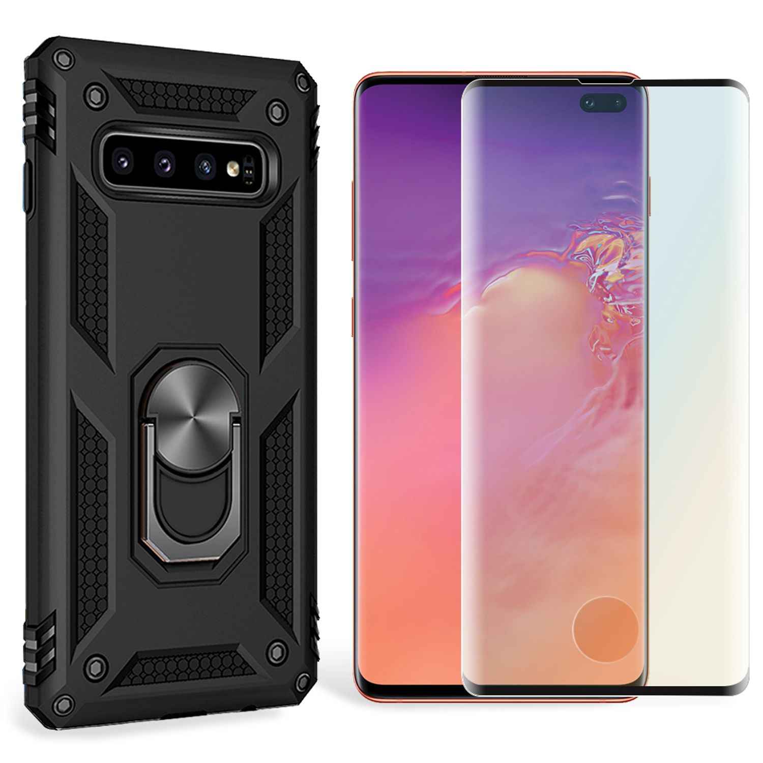 NALIA Ring Handy Hülle für Samsung Galaxy S10 Plus, Case Display Schutz Glas