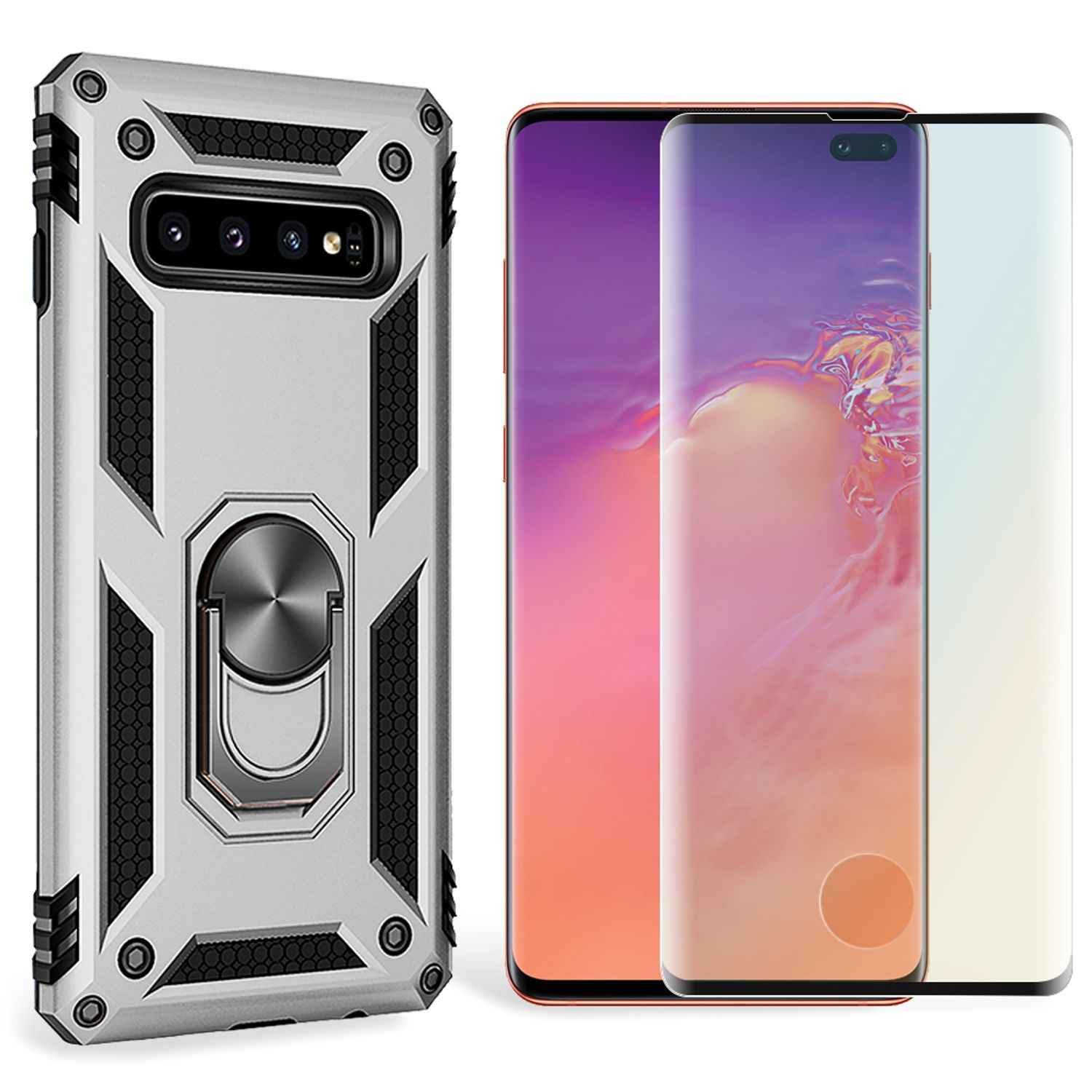 NALIA Ring Handy Hülle für Samsung Galaxy S10 Plus, Case Display Schutz Glas