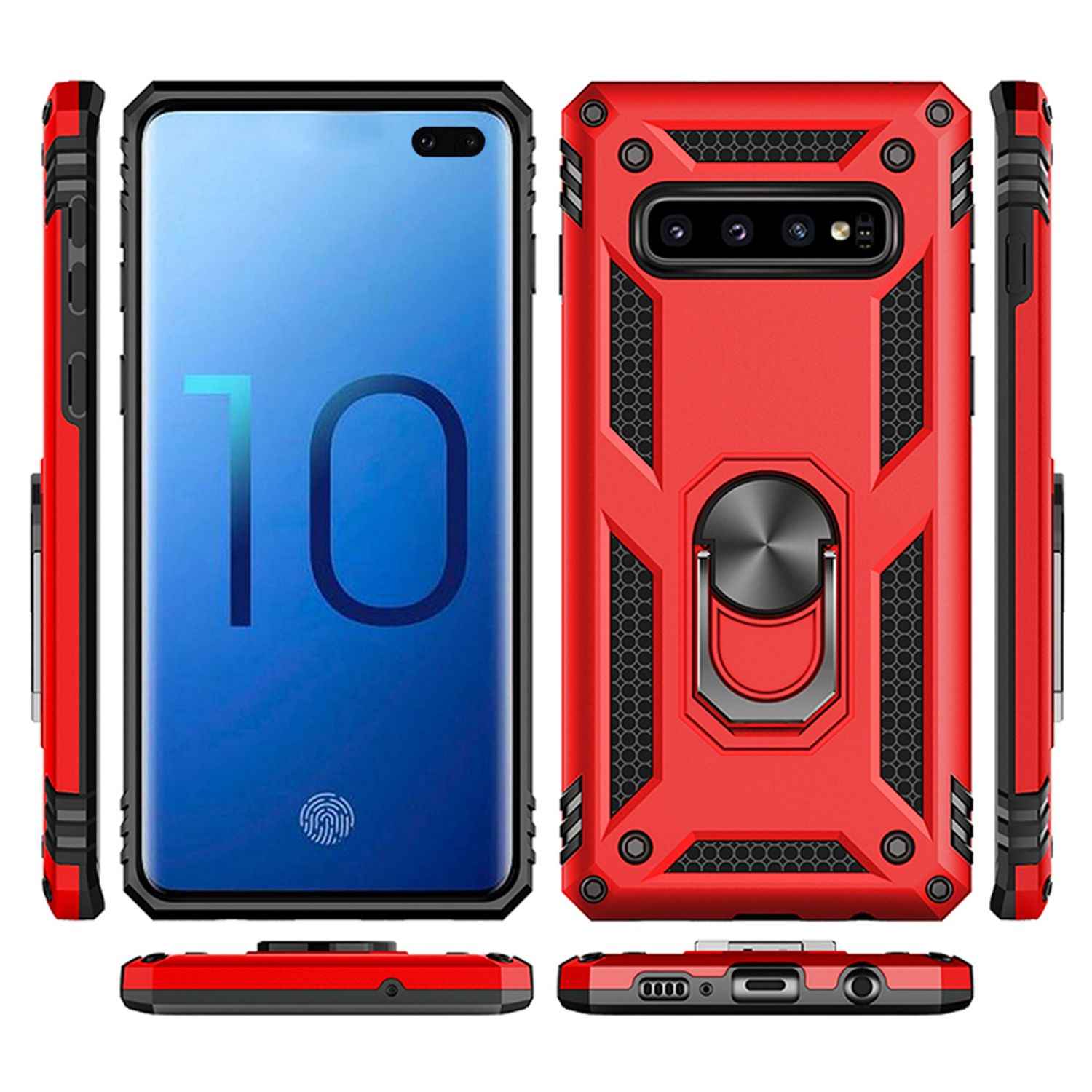 NALIA Ring Handy Hülle für Samsung Galaxy S10 Plus, Case Display Schutz Glas