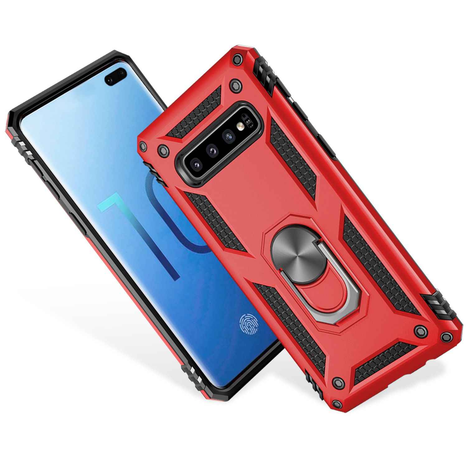 NALIA Ring Handy Hülle für Samsung Galaxy S10 Plus, Case Display Schutz Glas