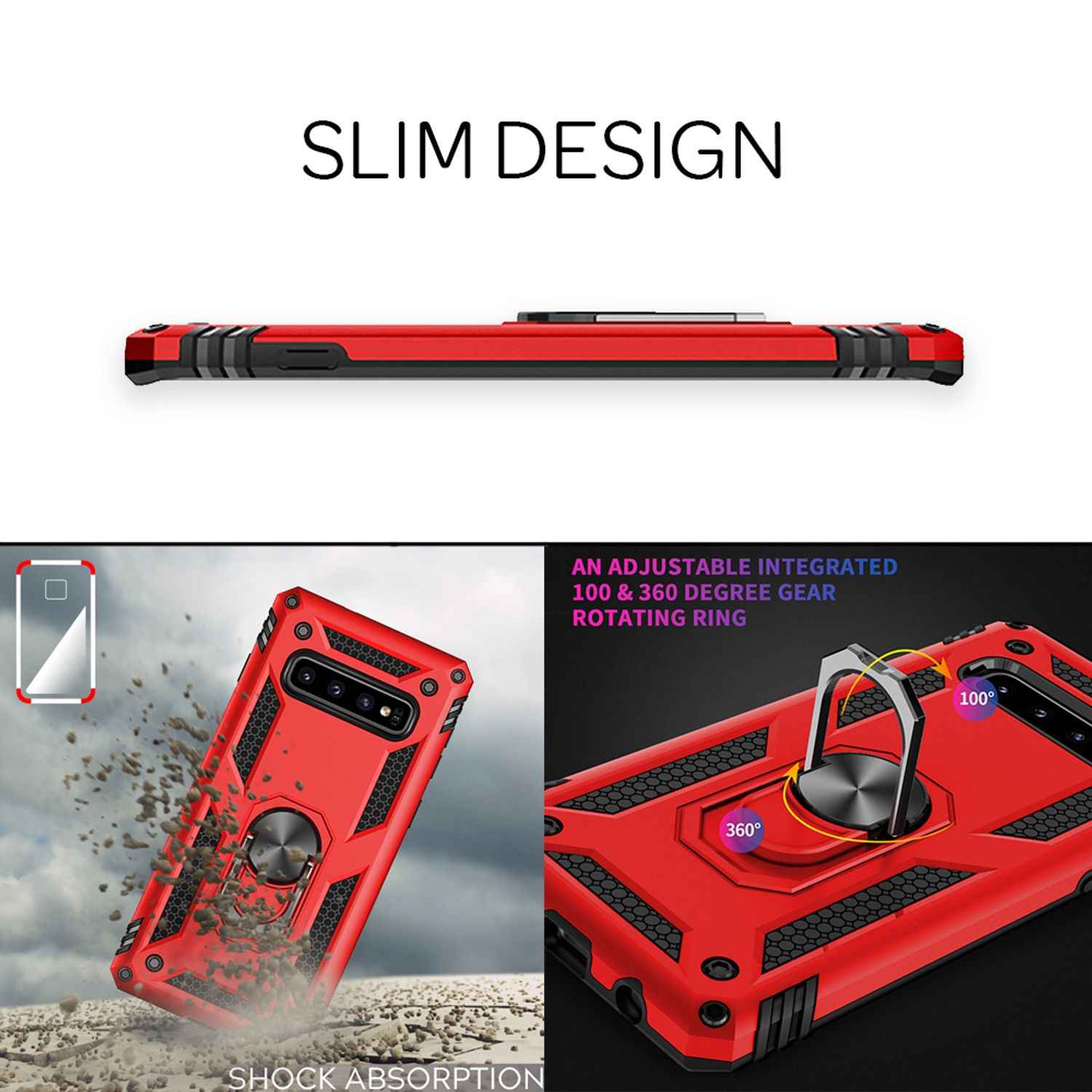 NALIA Ring Handy Hülle für Samsung Galaxy S10 Plus, Case Display Schutz Glas