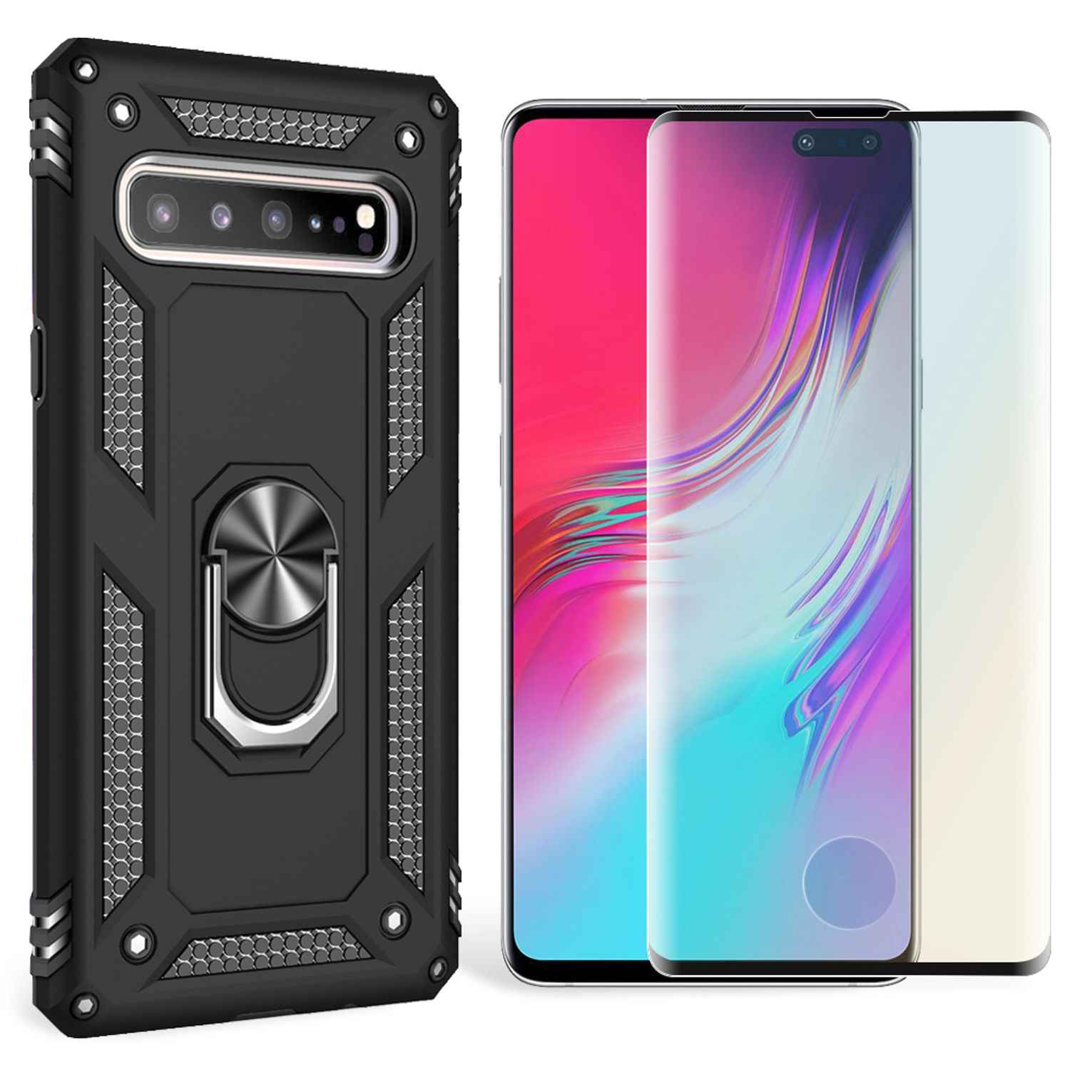 NALIA Ring Handy Hülle für Samsung Galaxy S10 5G, Case Cover Display Schutz Glas