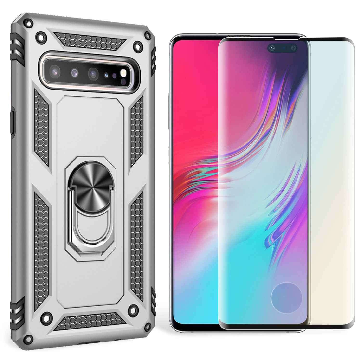 NALIA Ring Handy Hülle für Samsung Galaxy S10 5G, Case Cover Display Schutz Glas