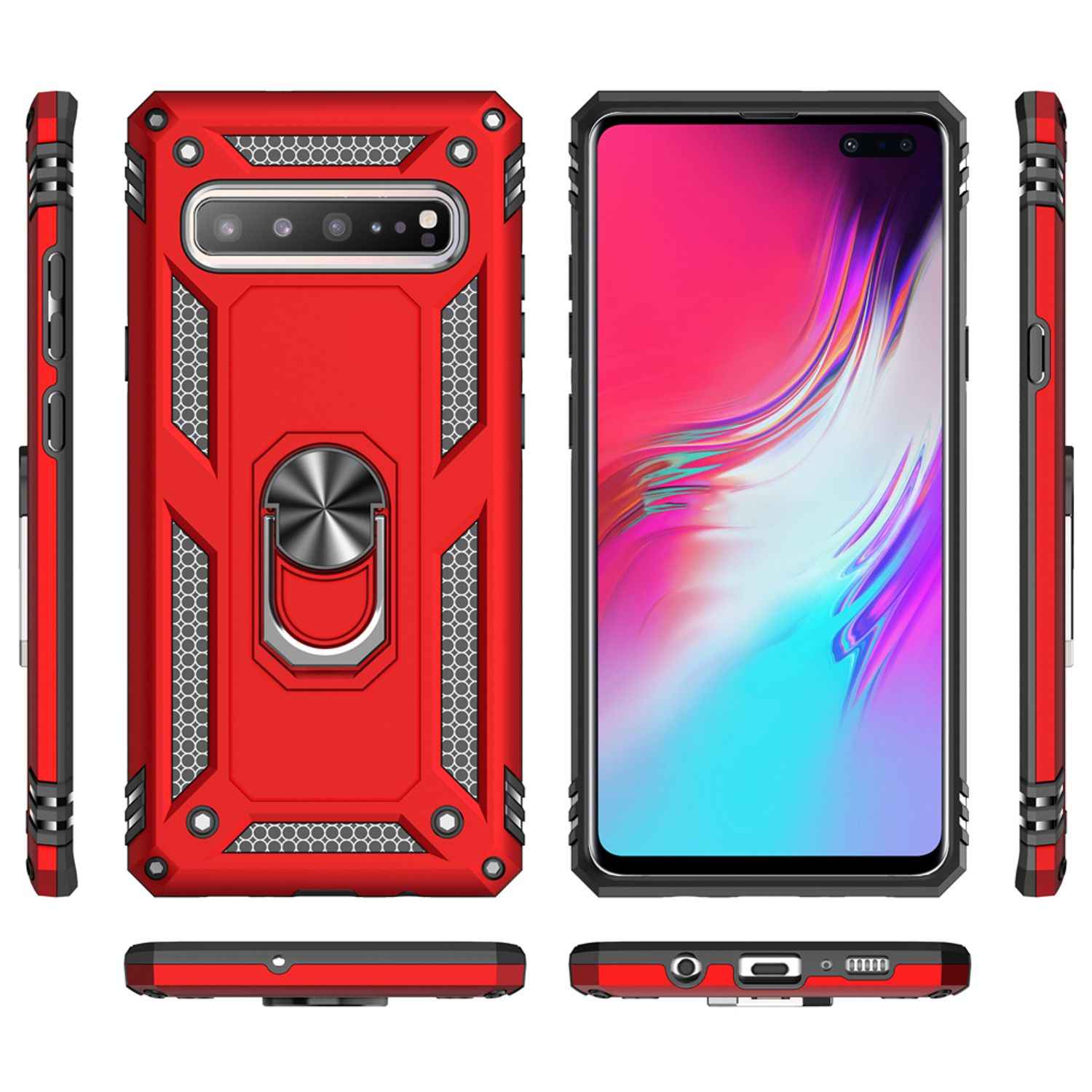 NALIA Ring Handy Hülle für Samsung Galaxy S10 5G, Case Cover Display Schutz Glas