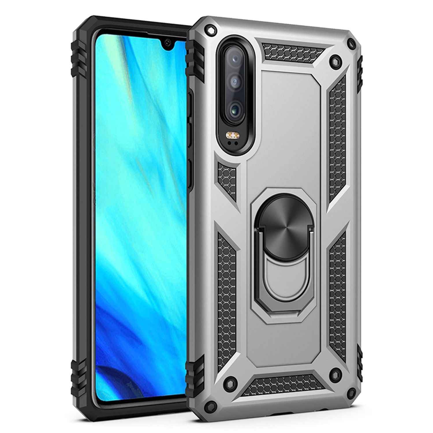 NALIA Ring Handy Hülle für Huawei P30, 360 Grad Schutz Case Cover Tasche Bumper