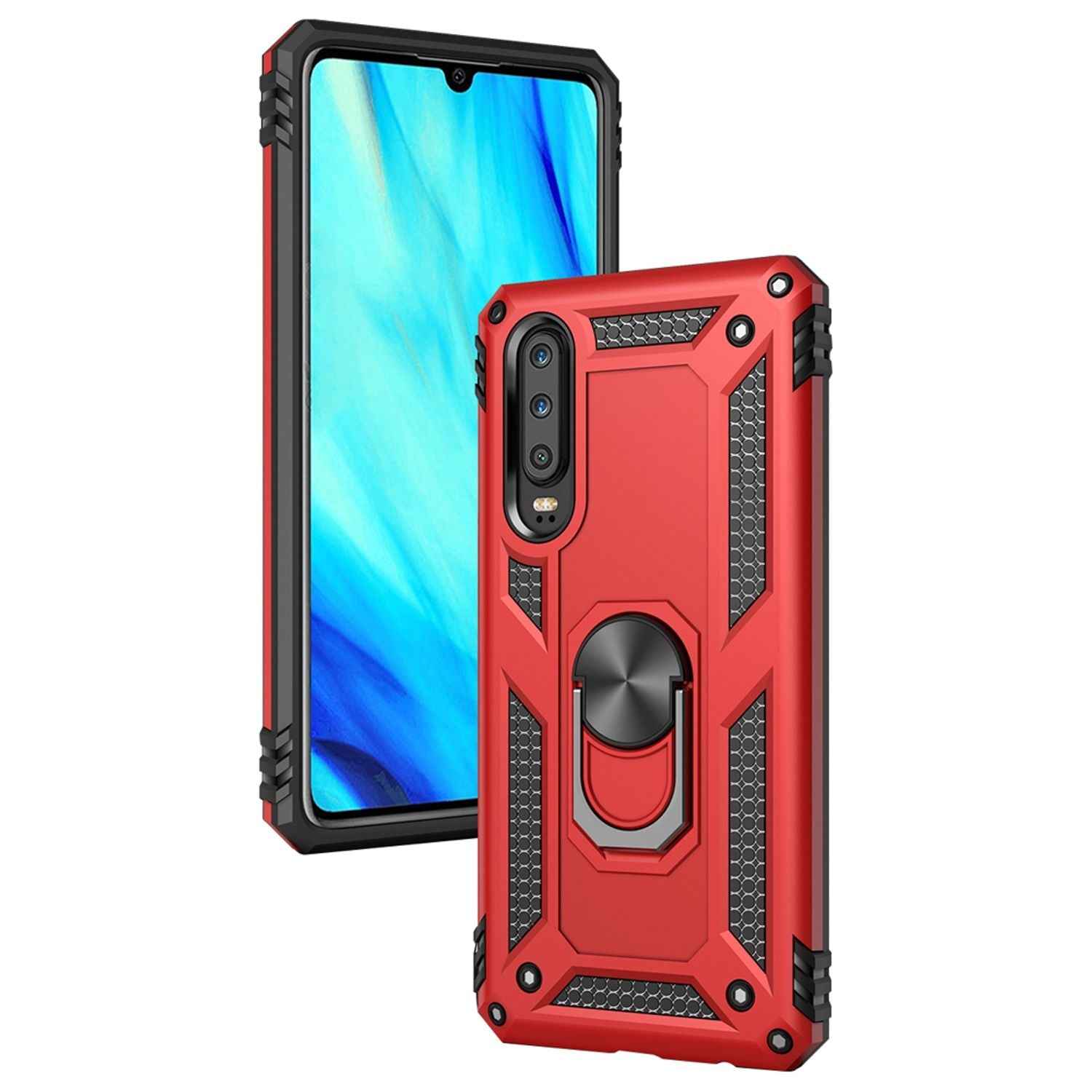 NALIA Ring Handy Hülle für Huawei P30, 360 Grad Schutz Case Cover Tasche Bumper