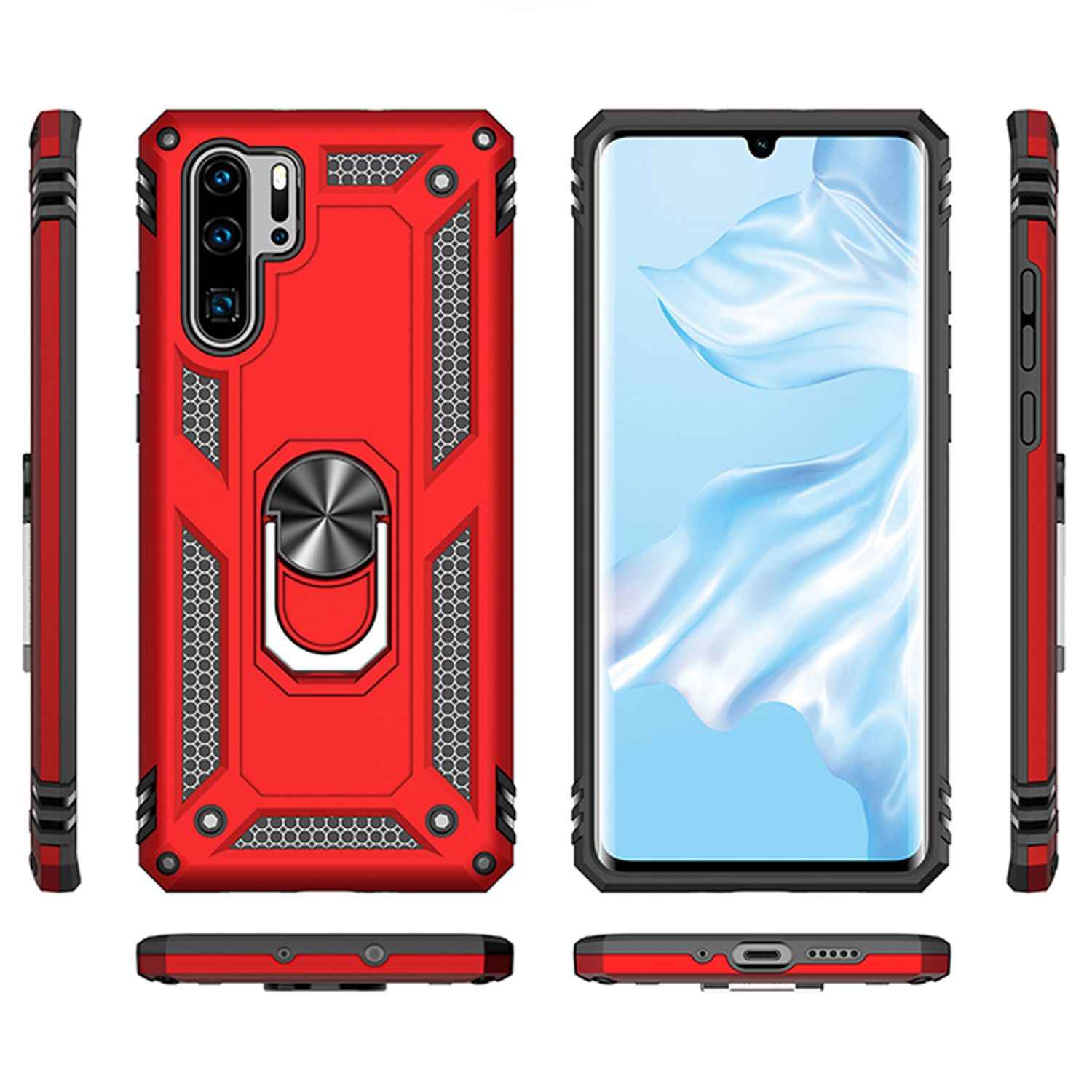 NALIA Ring Handy Hülle für Huawei P30 Pro, 360 Grad Schutz Case Cover Bumper