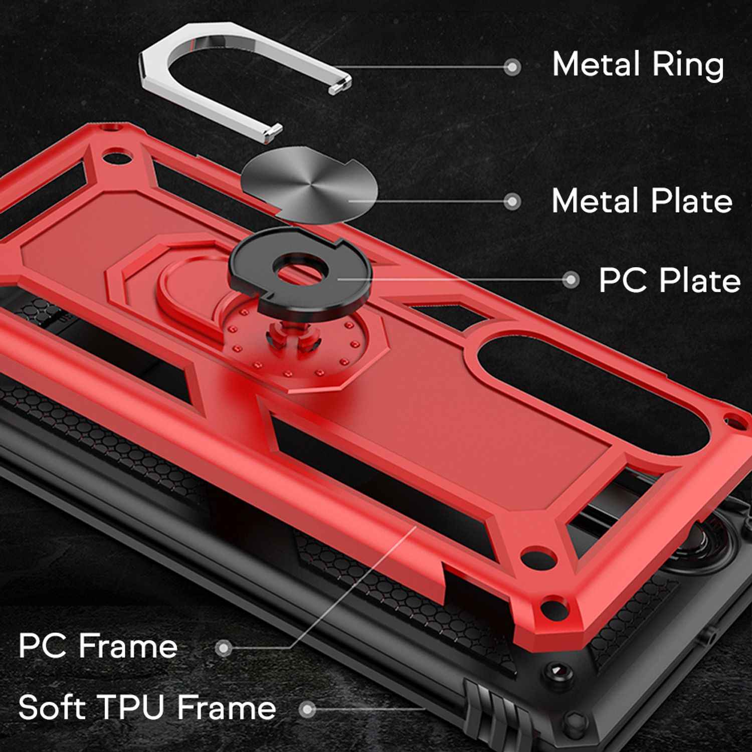 NALIA Ring Handy Hülle für Huawei P30, Case Cover Bumper Display Schutz Glas