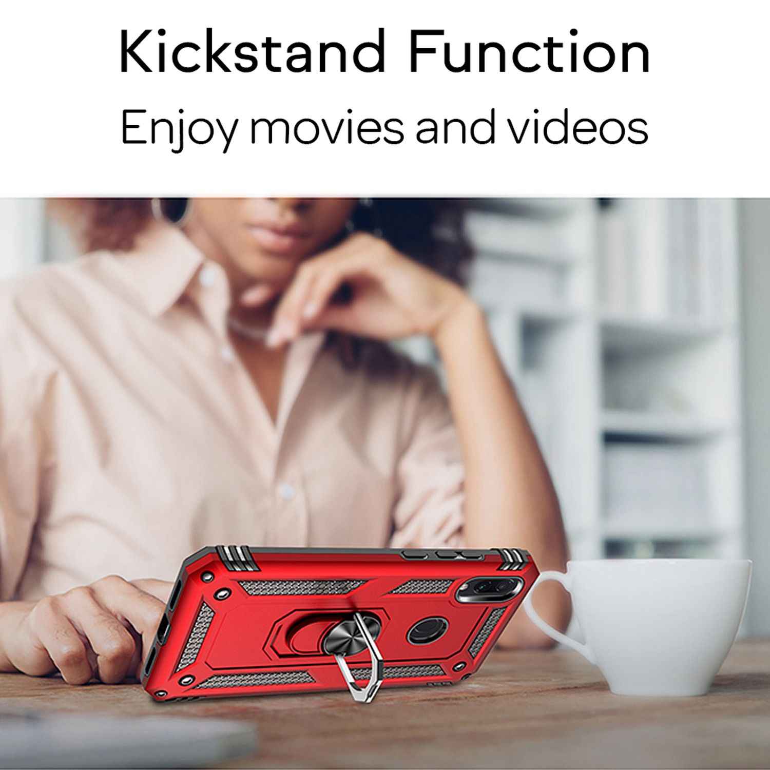 NALIA Ring Handy Hülle für Xiaomi Redmi Note 7, Case Cover Schutz Tasche Bumper