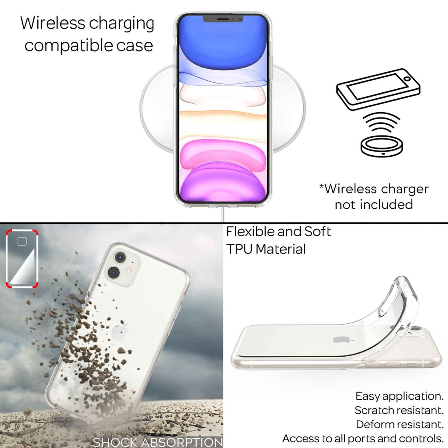 NALIA Handyhülle für Apple iPhone 11 Hülle, Durchsichtige Silikon Schutzhülle