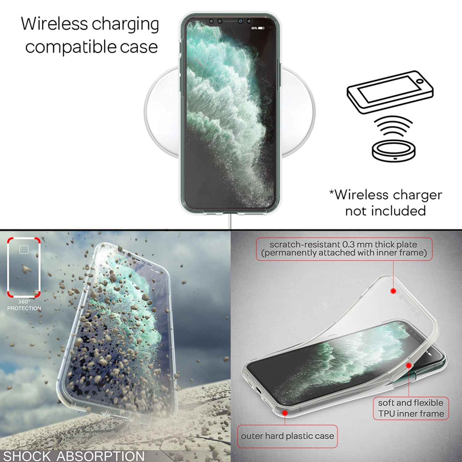 NALIA Handy Hülle für iPhone 11 Pro Max, Full-Cover Schutz Case Cover Bumper