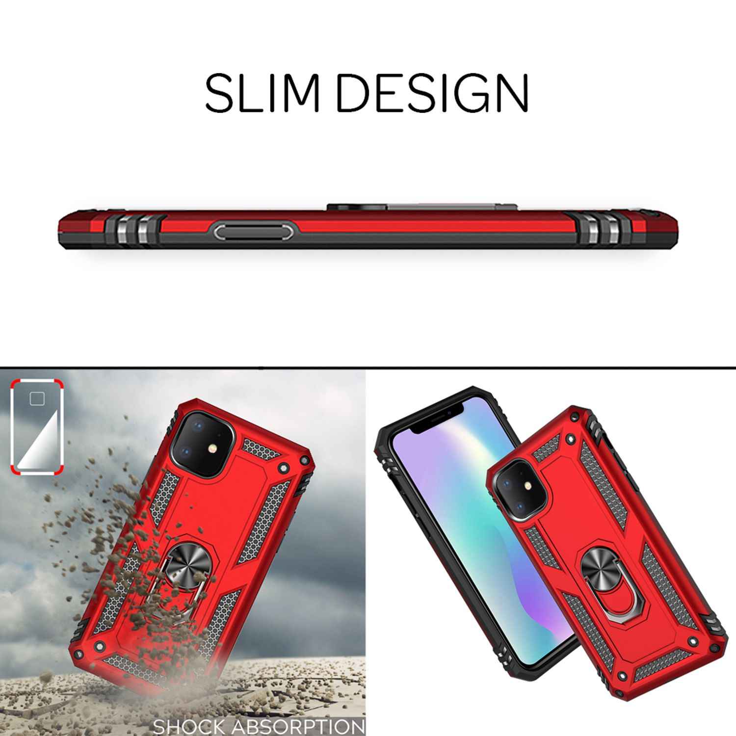 NALIA Ring Handy Hülle für iPhone 11, 360 Grad Schutz Case Cover Tasche Etui