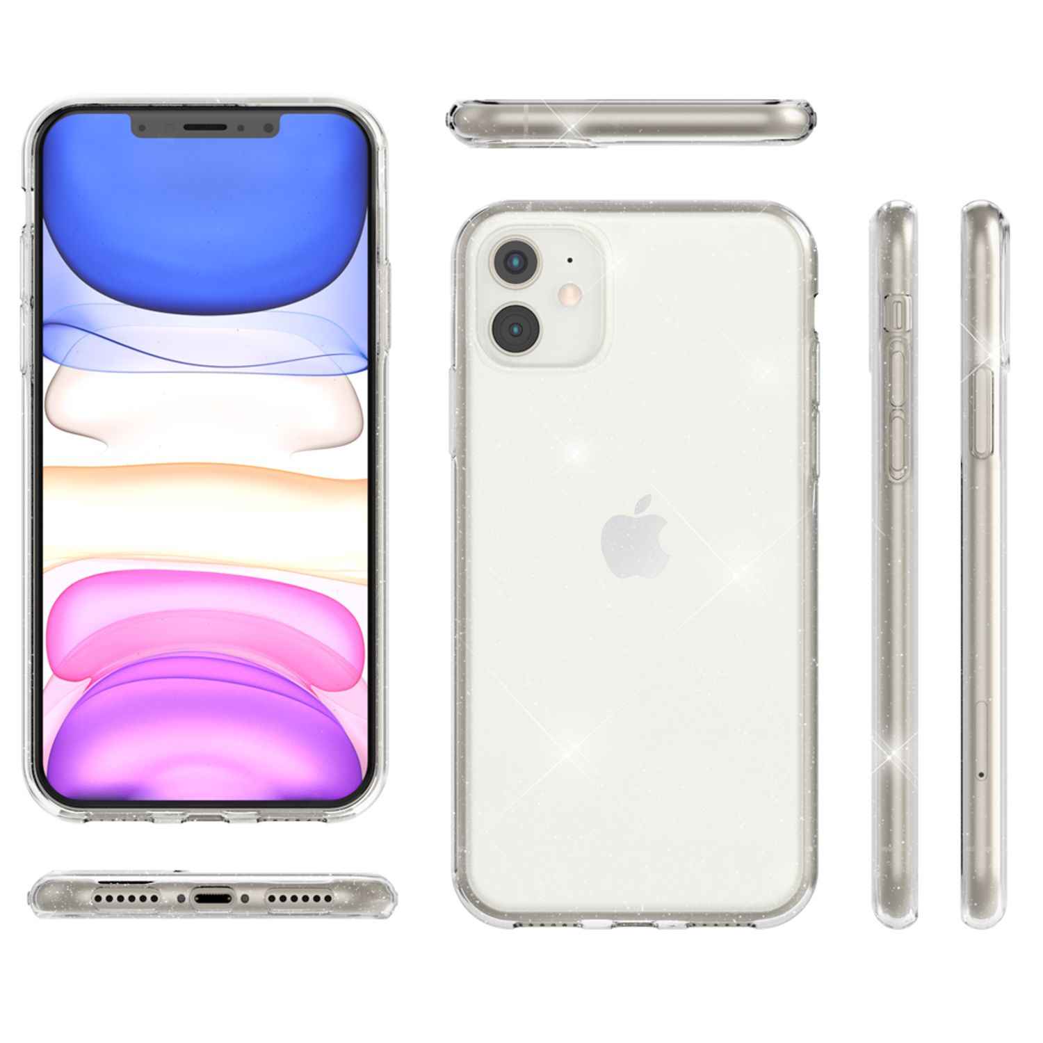 NALIA Glitzer Handyhülle für Apple iPhone 11 Hülle, Bling Silikon Handyhülle Cover