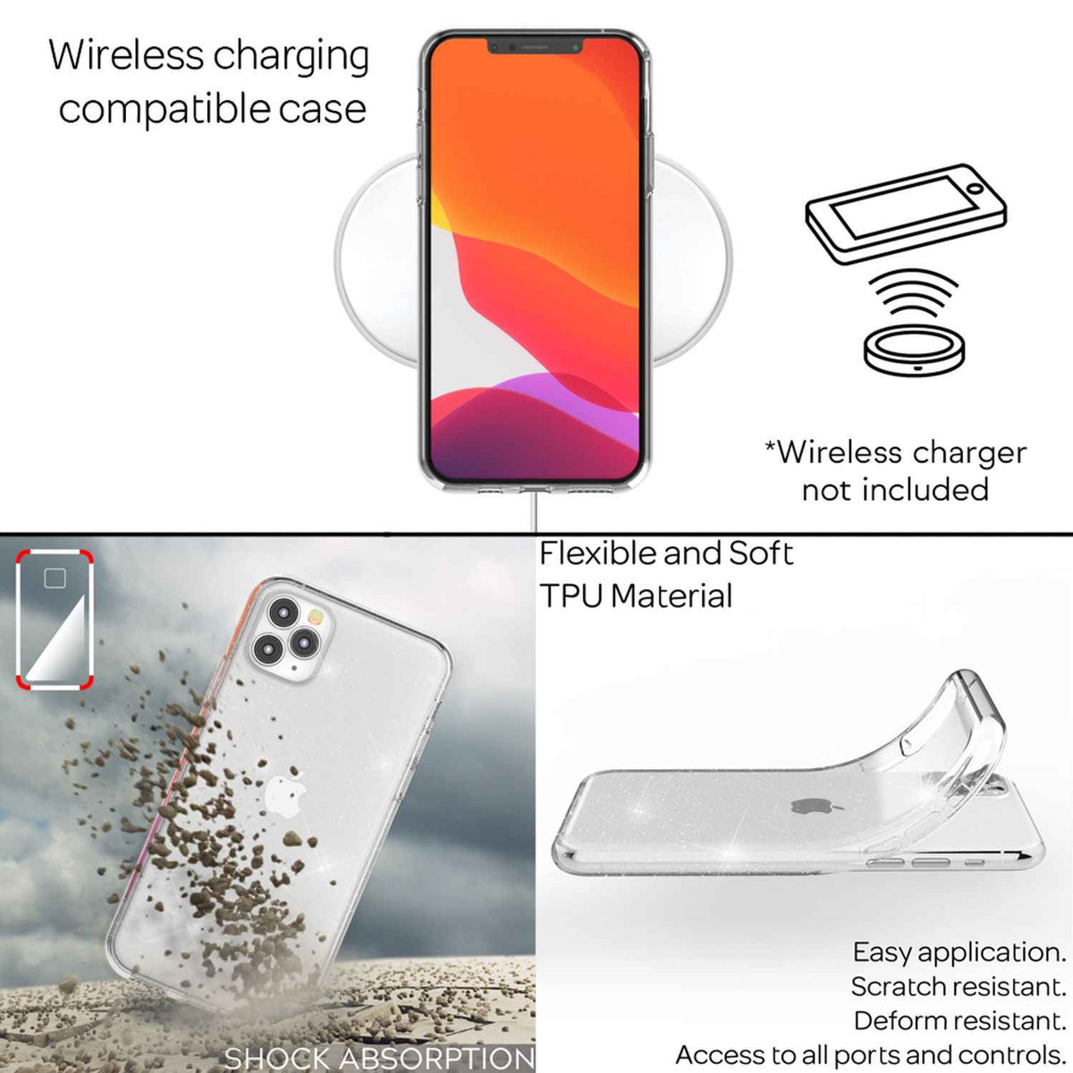 NALIA Glitzer Handy Hülle für iPhone 11 Pro Max, Schutz Case Cover Tasche Bumper