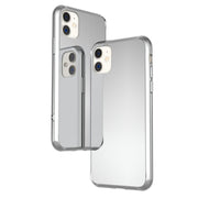 Handyhülle iPhone 11 Hartglas Spiegel 9H gehärtetes Glas Silikonrahmen