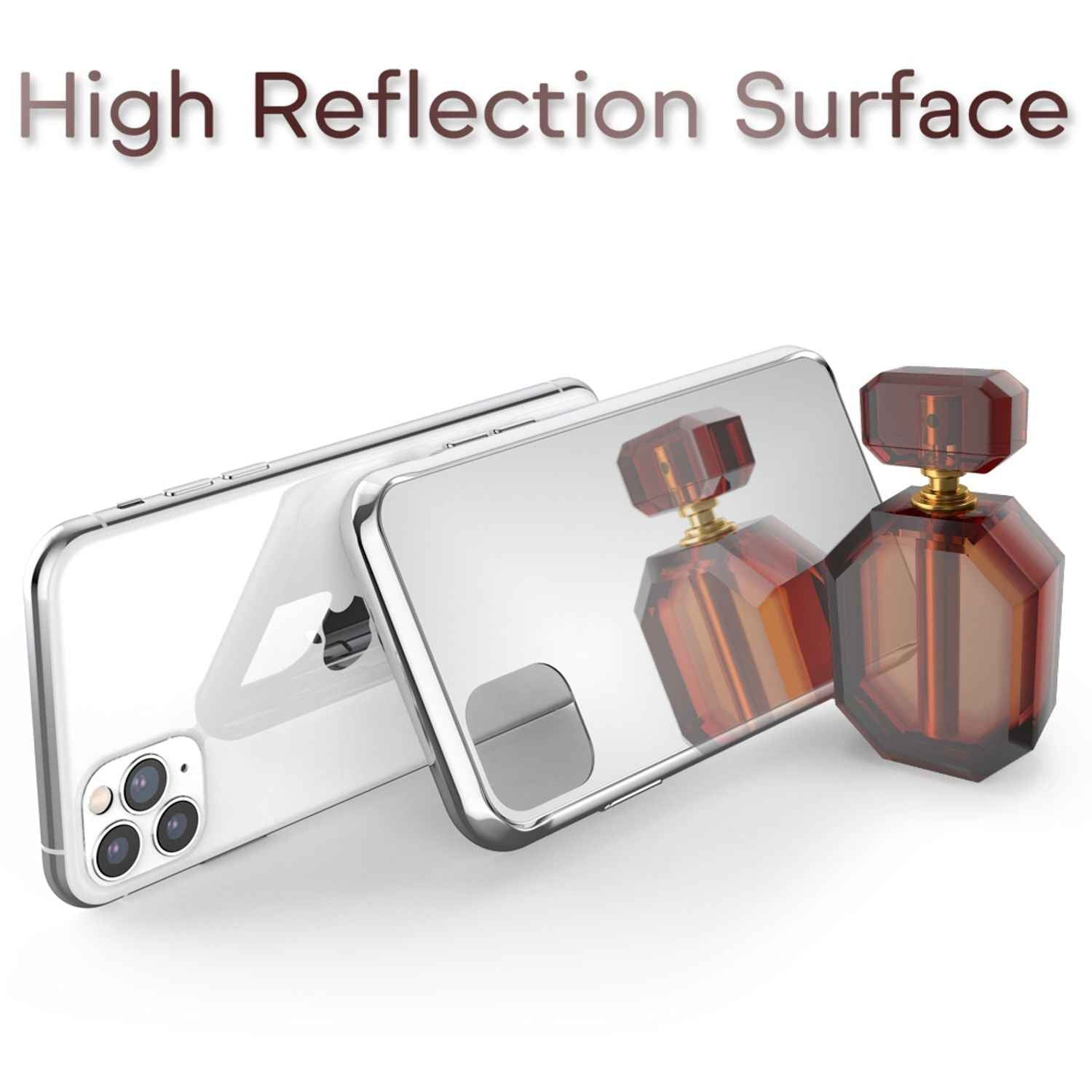 NALIA Spiegel Hart Glas Hülle für iPhone 11 Pro, Mirror Case 9H Tempered Cover