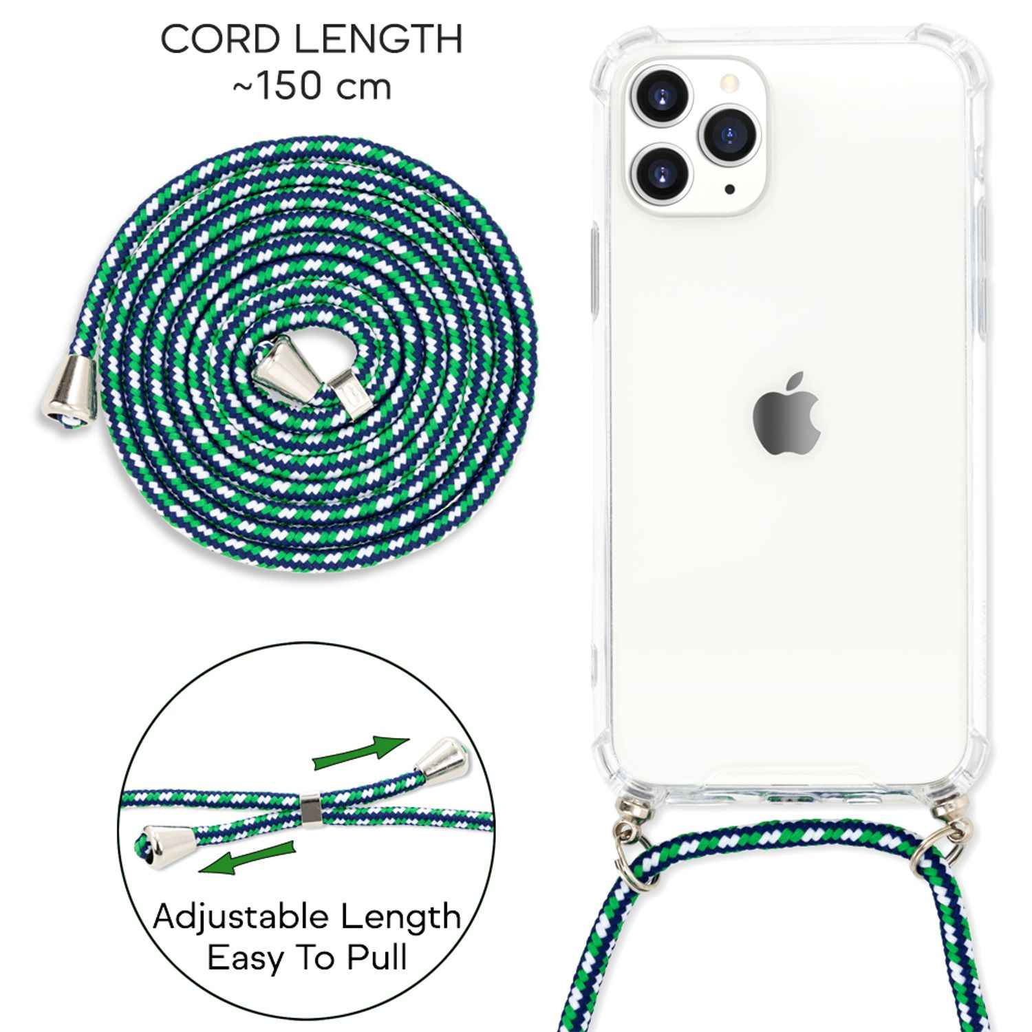 NALIA Handy Hülle mit Kette für iPhone 11 Pro Max Necklace Case mit Umhänge-Band