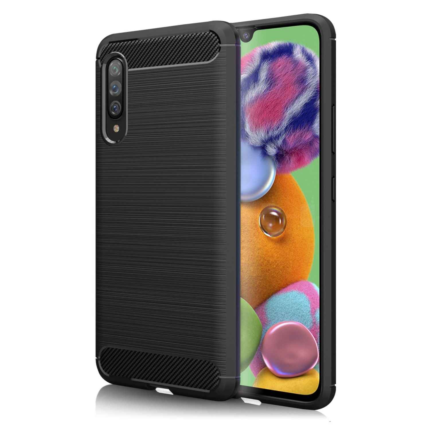 NALIA Design Case für Samsung Galaxy A90 5G Handyhülle, Karbon Stylische HandyHandyhülle