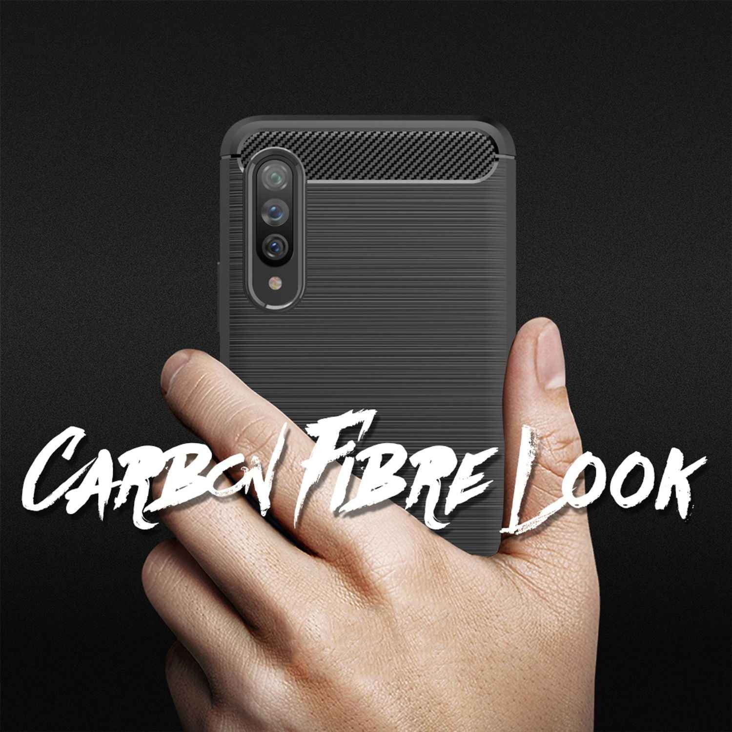 NALIA Design Case für Samsung Galaxy A90 5G Handyhülle, Karbon Stylische HandyHandyhülle