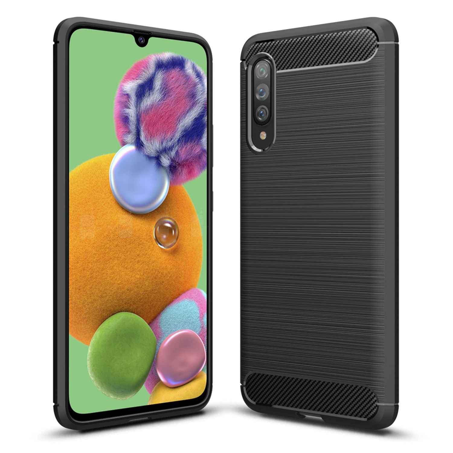 NALIA Design Case für Samsung Galaxy A90 5G Handyhülle, Karbon Stylische HandyHandyhülle