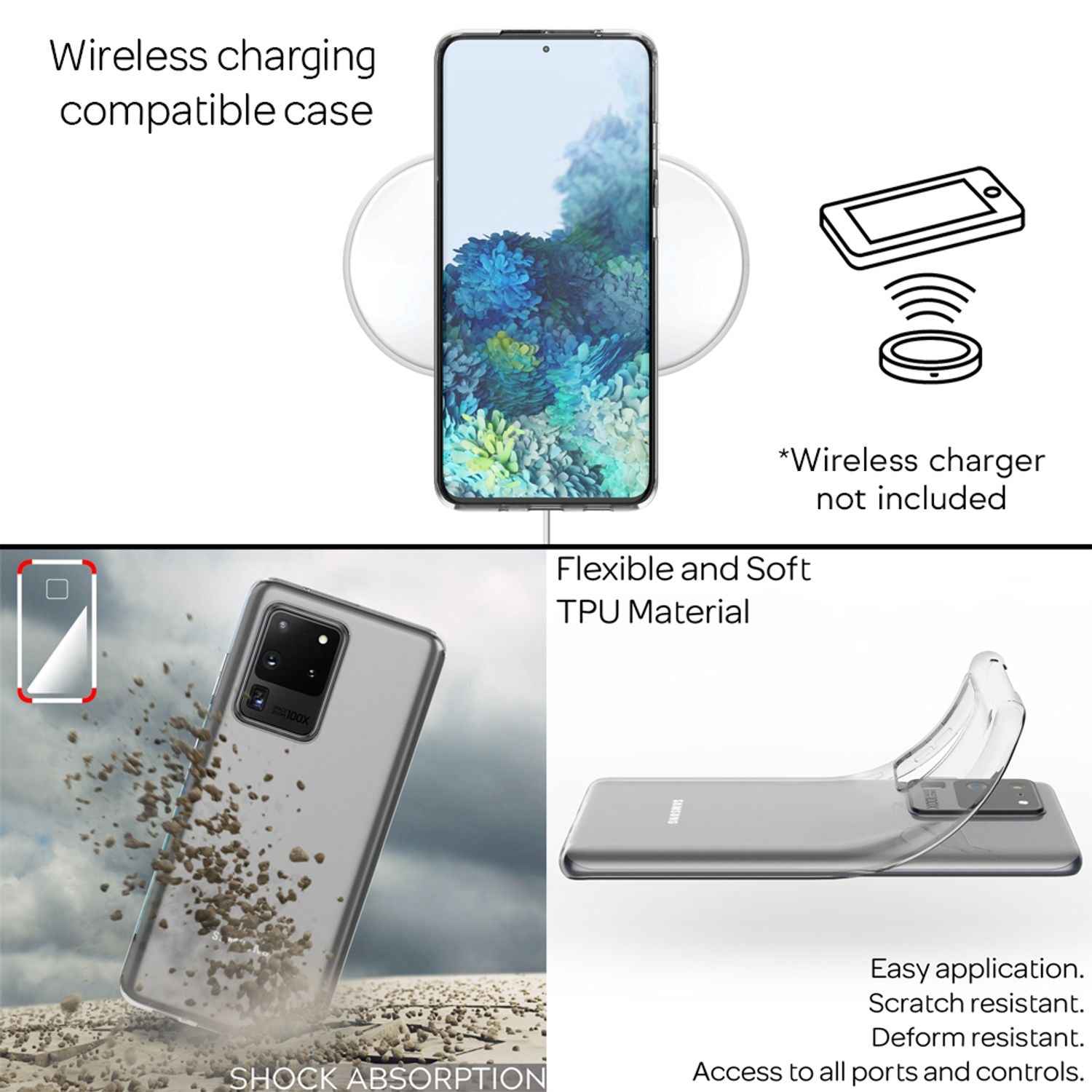 NALIA Handy Hülle für Samsung Galaxy S20 Ultra, Silikon Schutz Case Cover Tasche