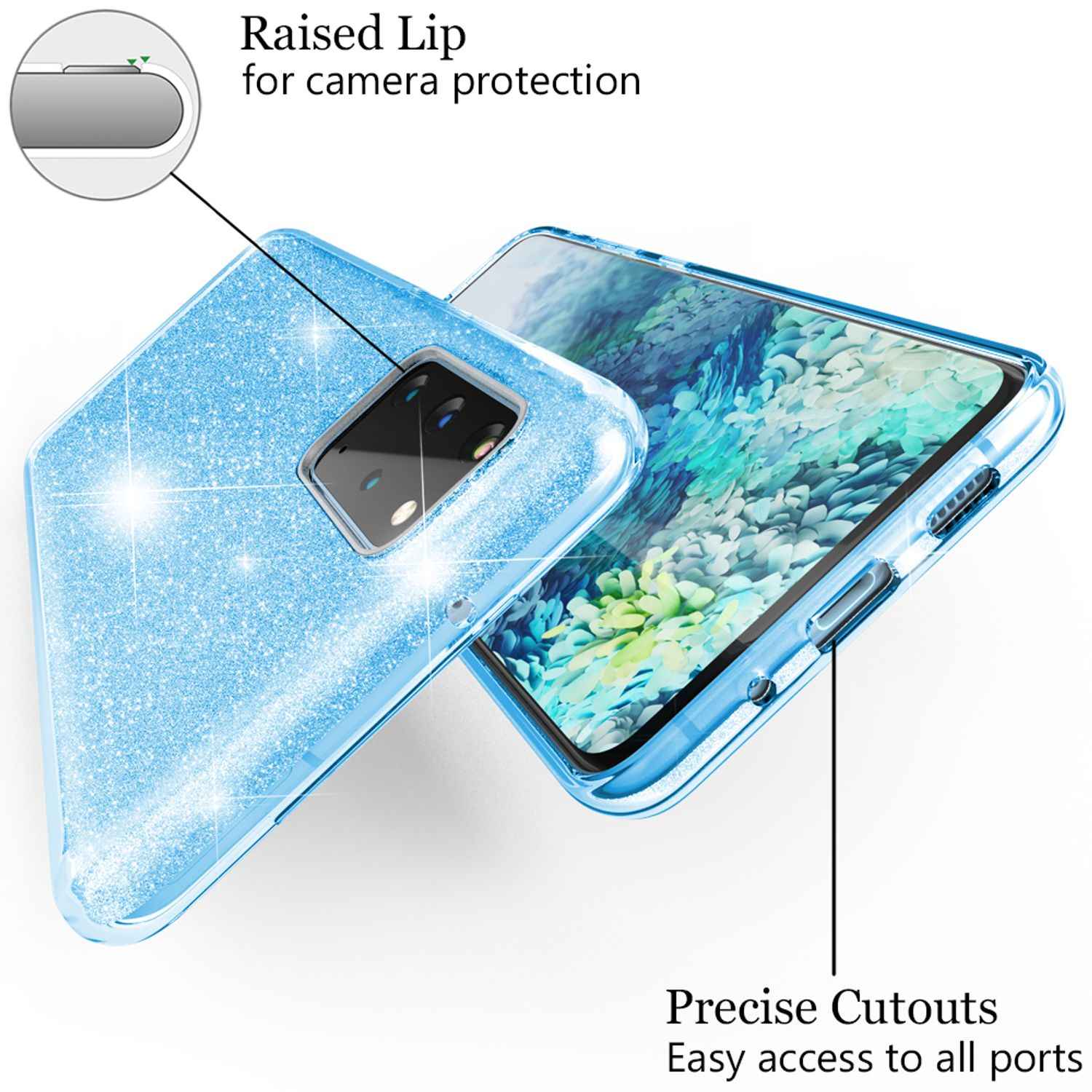 NALIA Glitter Case für Samsung Galaxy S20 Plus, Diamant Schutz Hülle Handy Etui