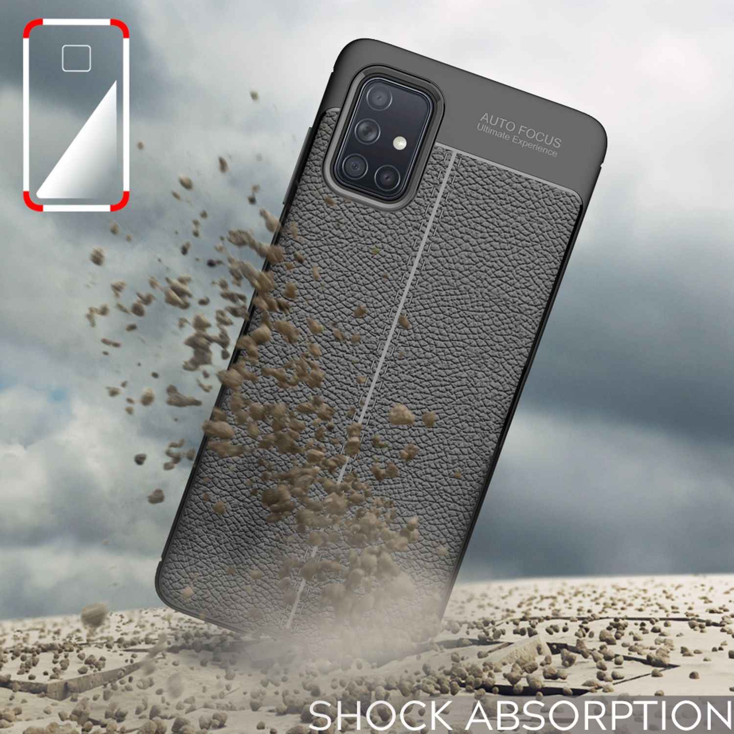 NALIA Design Case für Samsung Galaxy A51 Hülle, Leder Optik Stylische Handyhülle