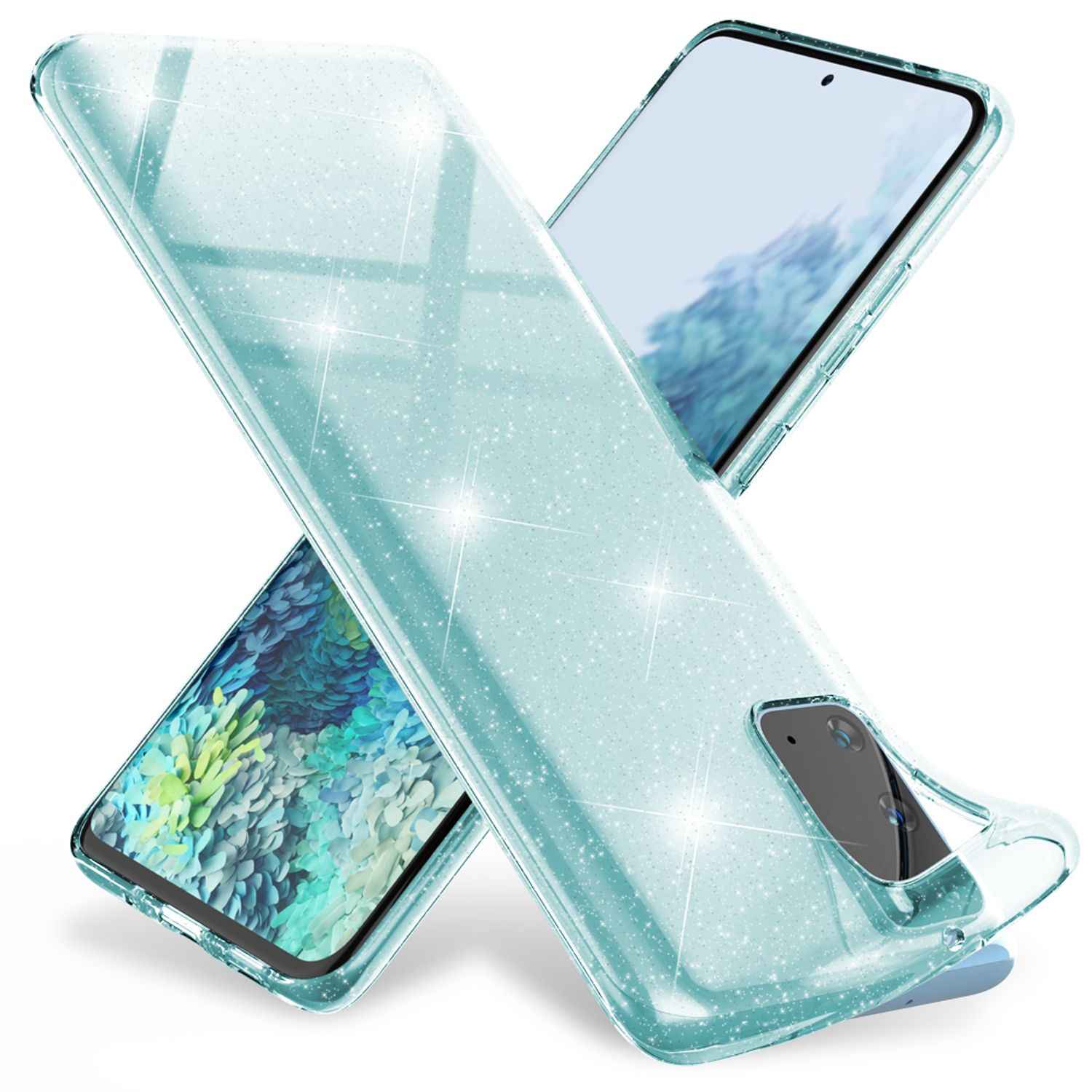 NALIA Glitzer Handyhülle für Samsung Galaxy S20, Silikon Handy Schutz Hülle Tasche