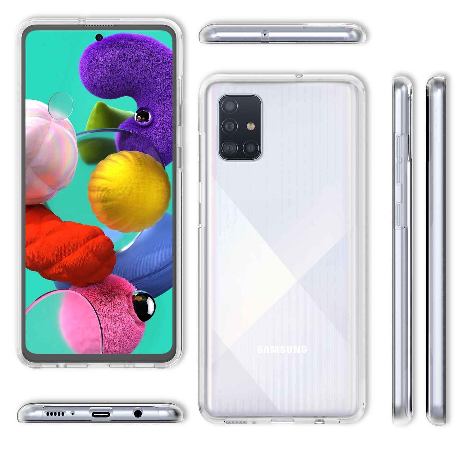 NALIA 360 Grad Handy Hülle für Samsung Galaxy A51, Full Cover Case Rundum Bumper