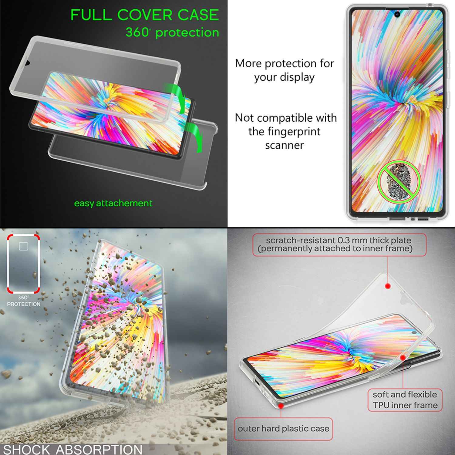 NALIA 360 Grad Handy Hülle kompatibel mit Samsung Galaxy S10 Lite, Full Cover