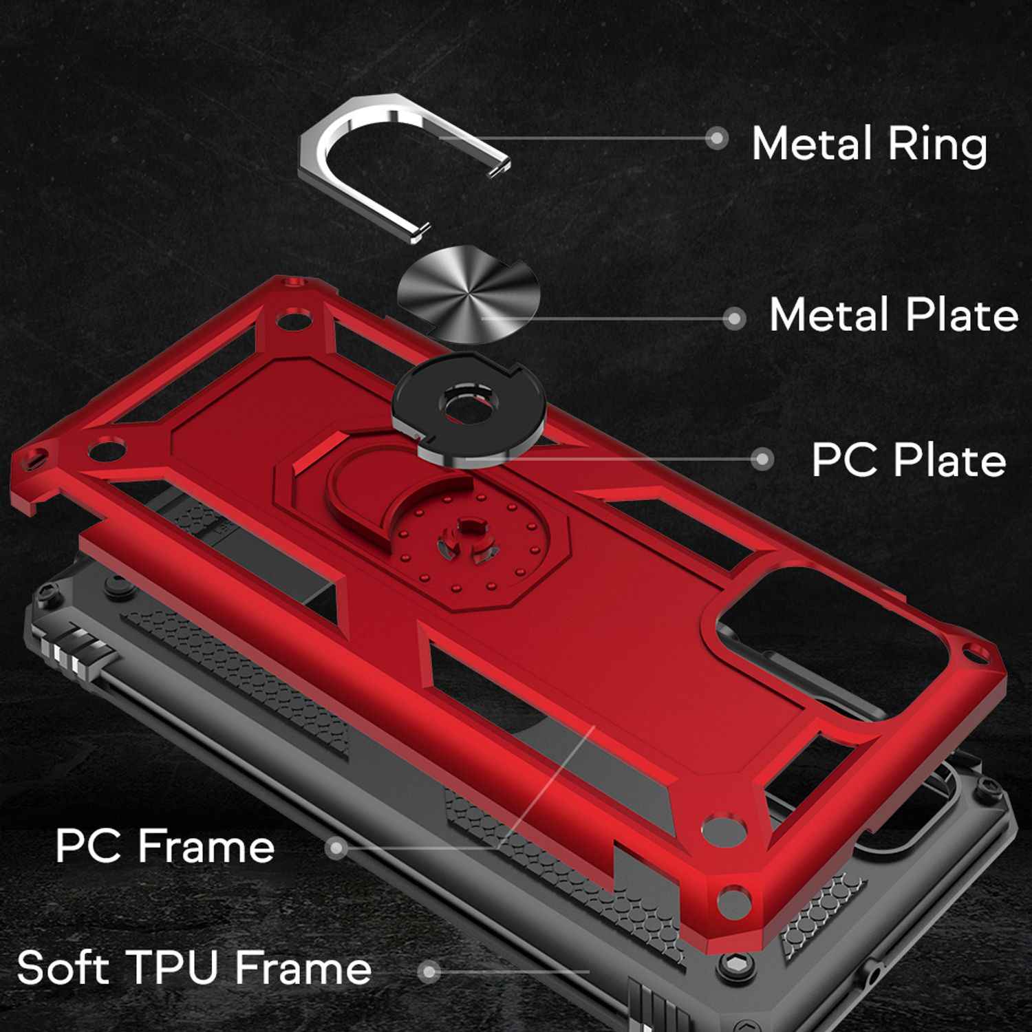 NALIA Ring Hülle für Samsung Galaxy A71, Handy Schutz Tasche Cover Case Bumper