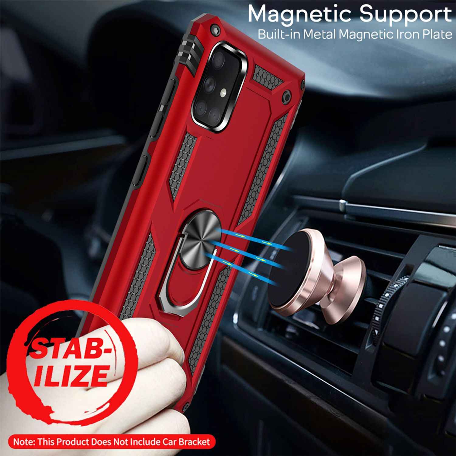 NALIA Ring Hülle für Samsung Galaxy A71, Handy Schutz Tasche Cover Case Bumper