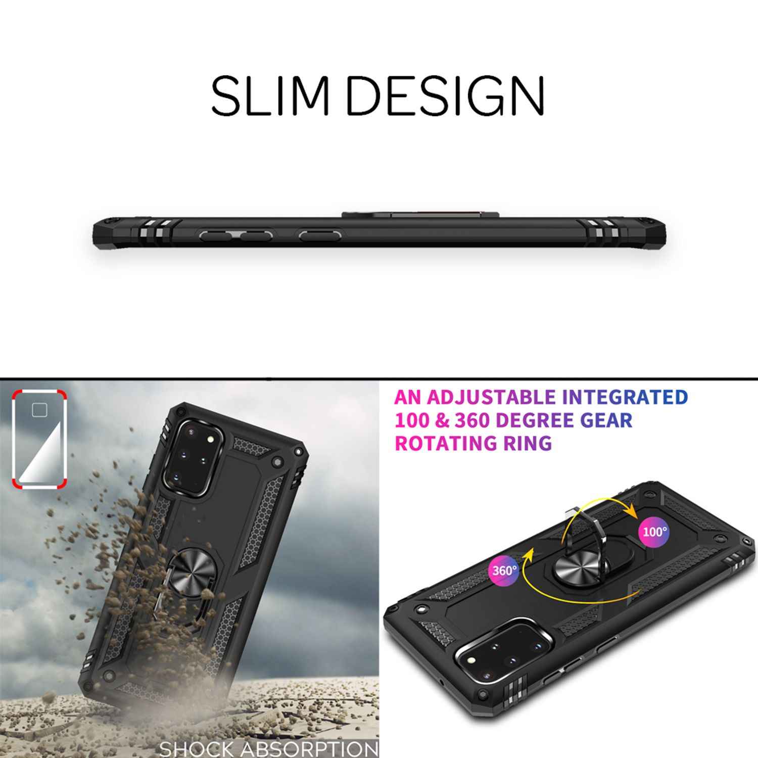 NALIA Ring Hülle für Samsung Galaxy S20 Plus, Handy Schutz Tasche Cover TPU Case