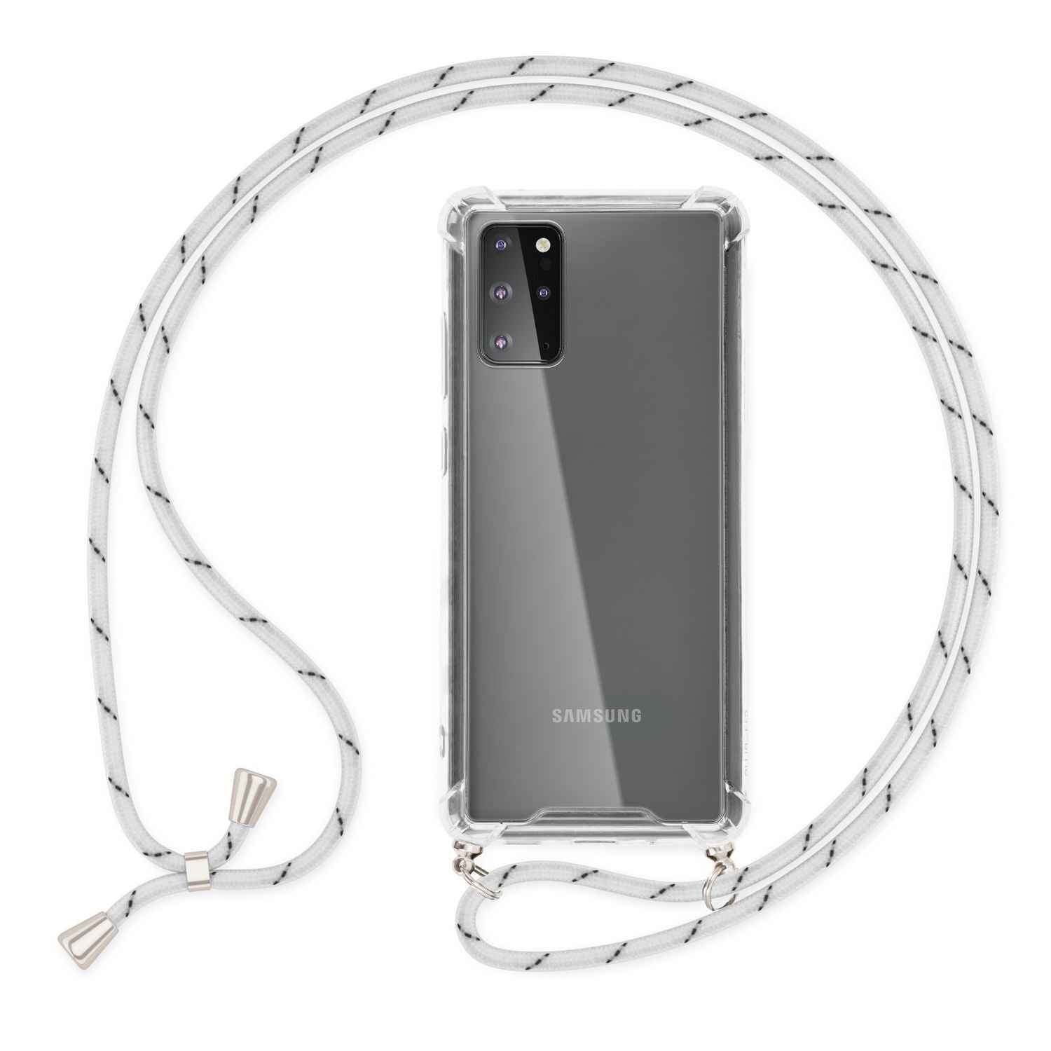 NALIA Handy Hülle mit Kette für Samsung Galaxy S20 Plus, Soft Kordel Cover Etui