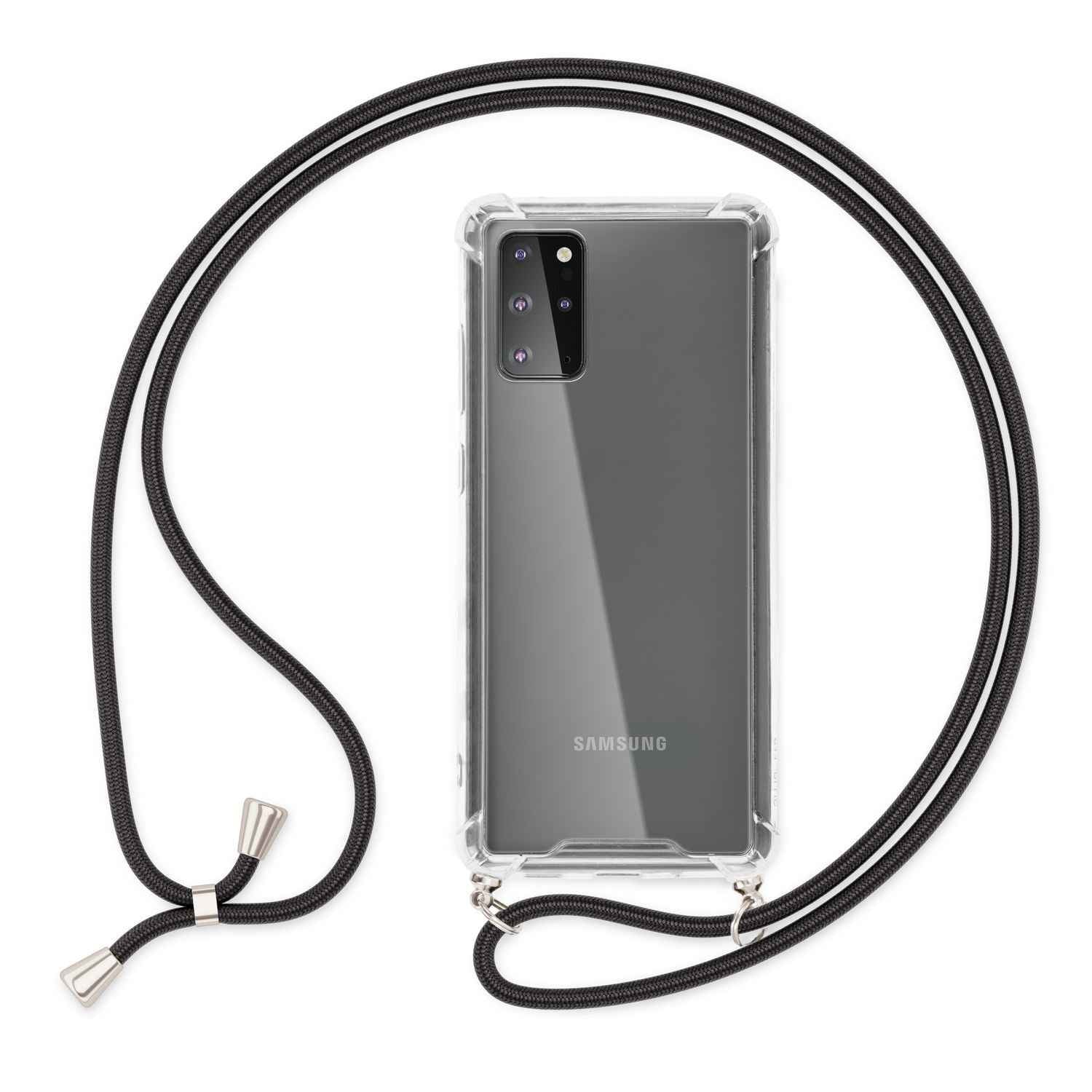 NALIA Handy Hülle mit Kette für Samsung Galaxy S20 Plus, Soft Kordel Cover Etui