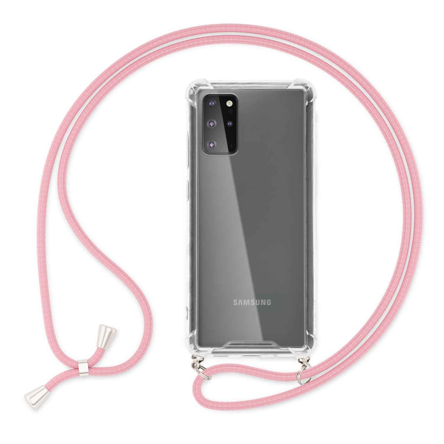 NALIA Handy Hülle mit Kette für Samsung Galaxy S20 Plus, Soft Kordel Cover Etui