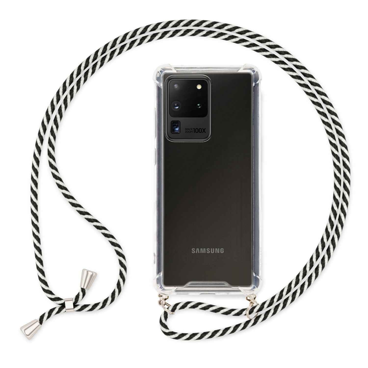 NALIA Handy Hülle mit Kette für Samsung Galaxy S20 Ultra, Soft Kordel Cover Etui