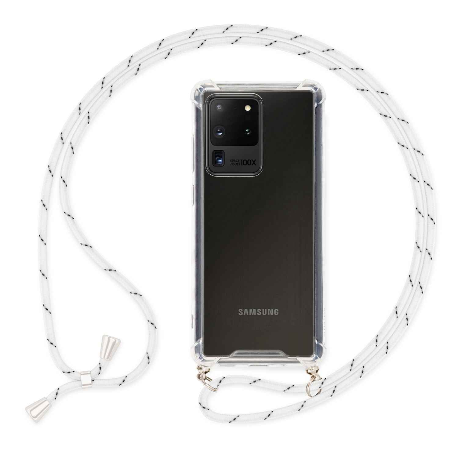 NALIA Handy Hülle mit Kette für Samsung Galaxy S20 Ultra, Soft Kordel Cover Etui