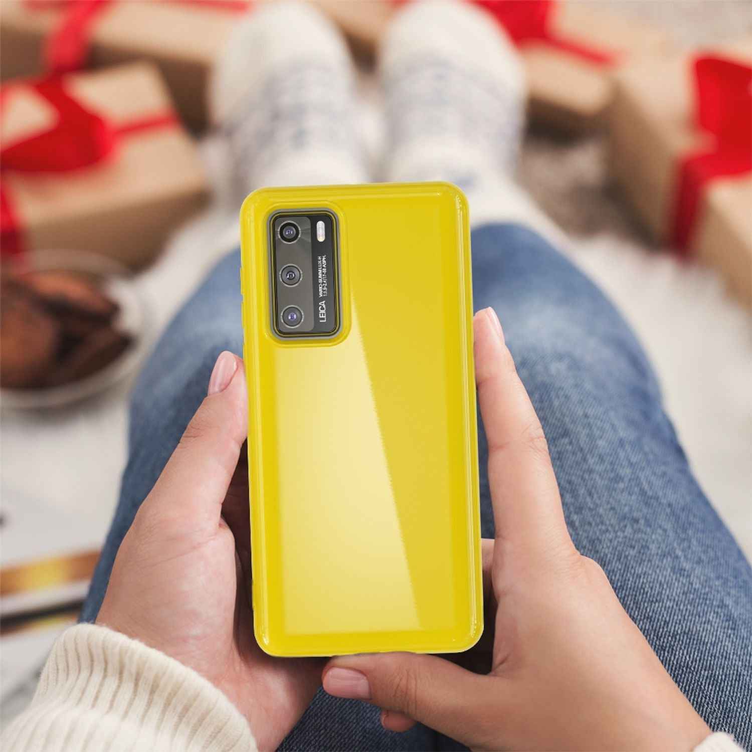 NALIA Handy Hülle für Huawei P40, Slim Case Silikon Schutzhülle Cover TPU Bumper