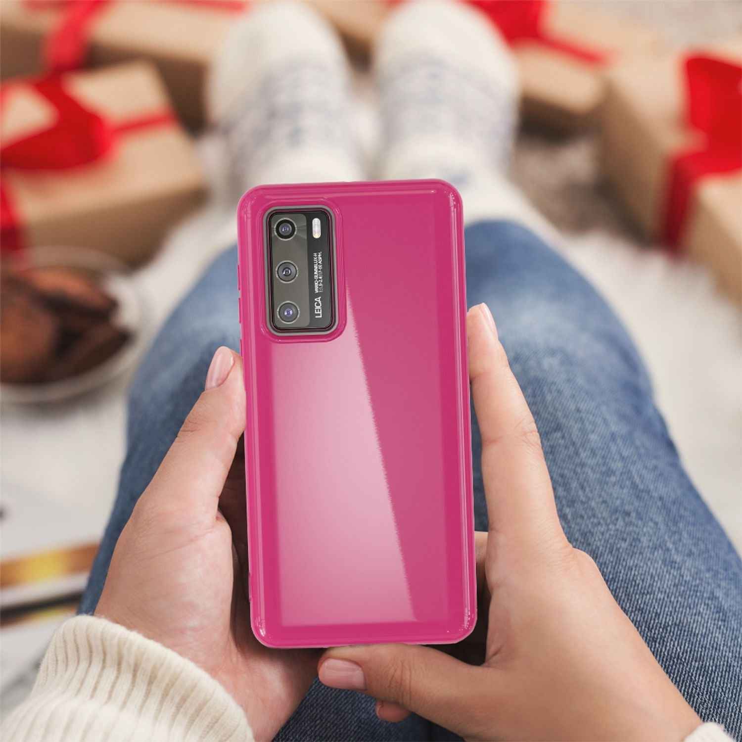 NALIA Handy Hülle für Huawei P40, Slim Case Silikon Schutzhülle Cover TPU Bumper